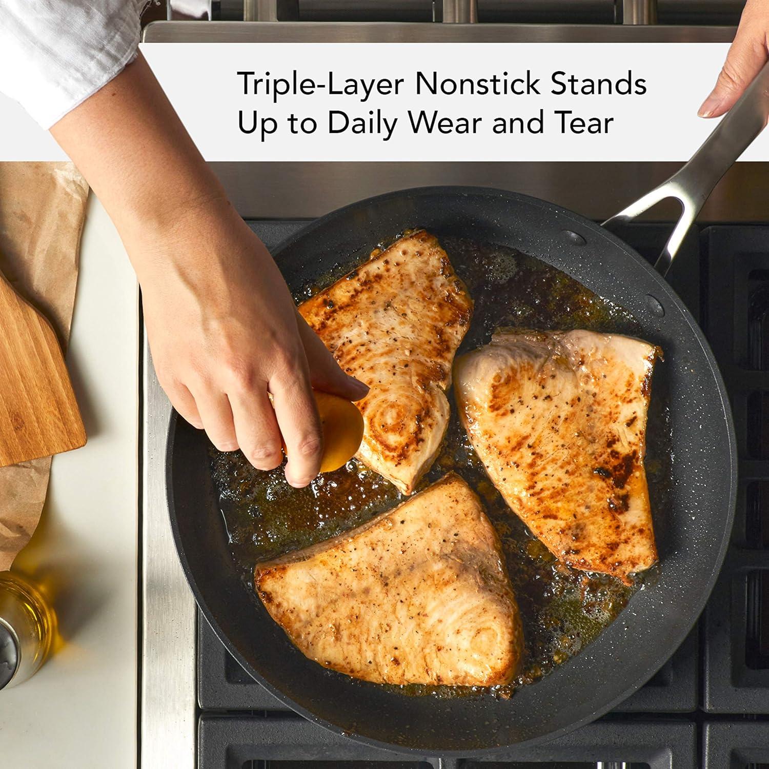 imageKitchenAid Hard Anodized Roasting PanRoaster with Removable Rack 13 Inch x 1575 Inch Matte BlackSkillet with Lid 1225