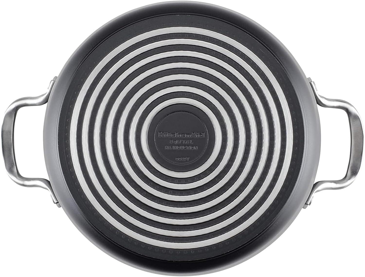 imageKitchenAid Hard Anodized Roasting PanRoaster with Removable Rack 13 Inch x 1575 Inch Matte BlackStockpot 8 Quart