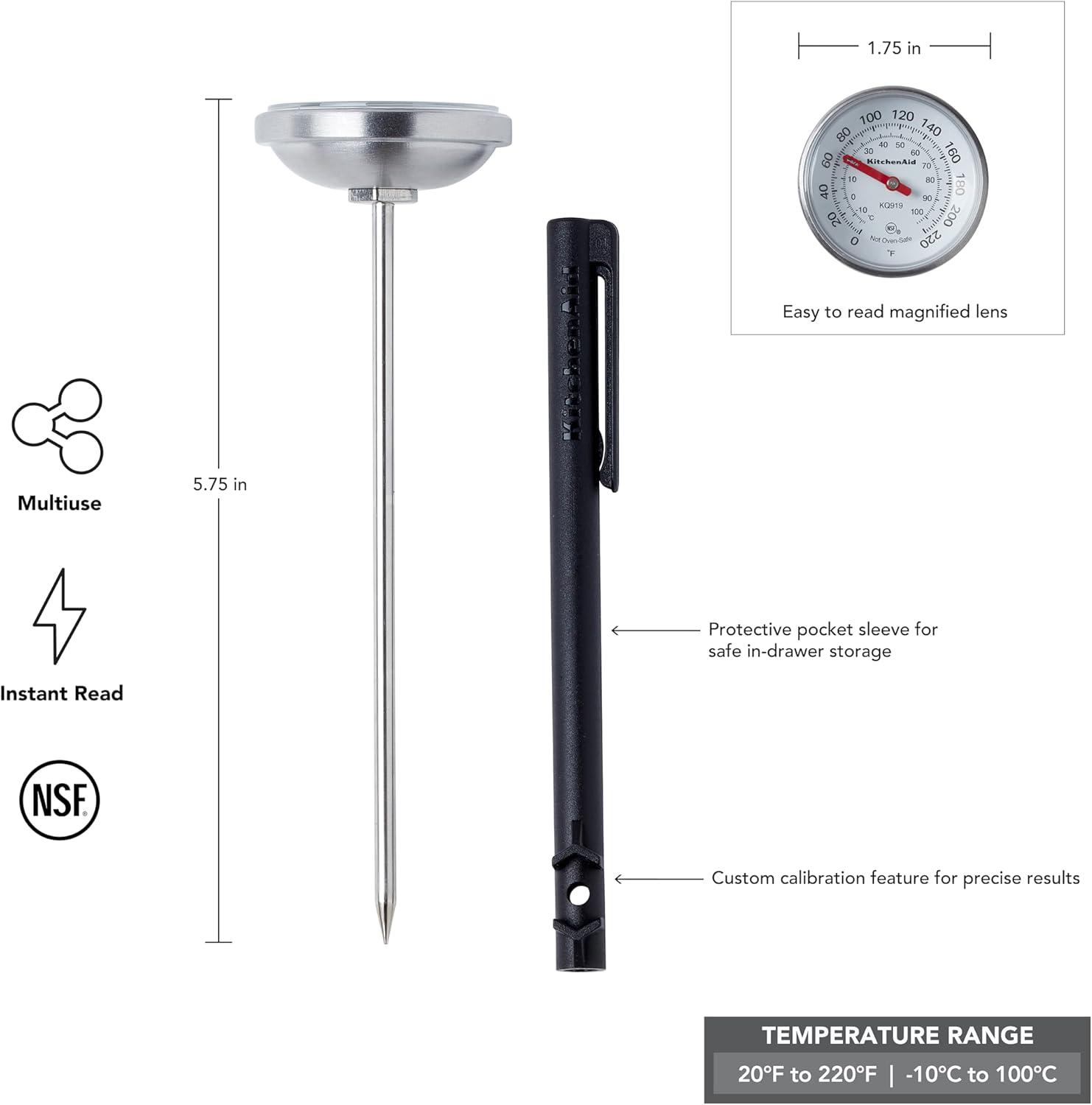 imageKitchenAid KQ901 Instant Read Food Thermometer for Kitchen or Grill TEMPERATURE RANGE 20F to 220F 1 Inch Dial Blue VelvetBlack