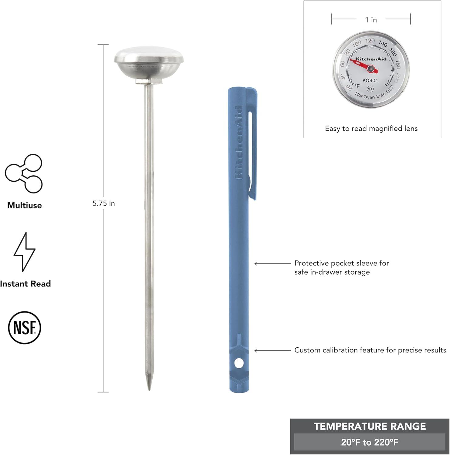 imageKitchenAid KQ901 Instant Read Food Thermometer for Kitchen or Grill TEMPERATURE RANGE 20F to 220F 1 Inch Dial Blue VelvetBlue
