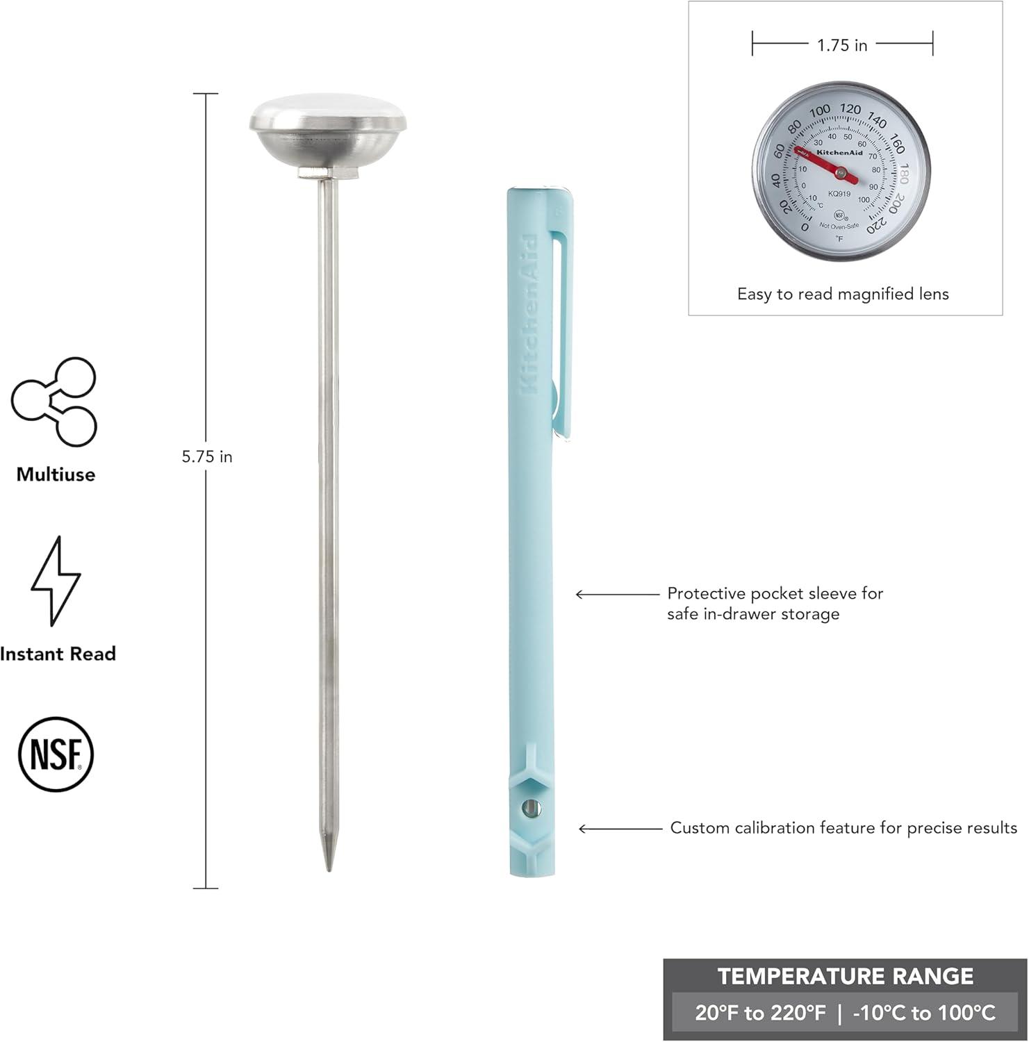 imageKitchenAid KQ901 Instant Read Food Thermometer for Kitchen or Grill TEMPERATURE RANGE 20F to 220F 1 Inch Dial Blue VelvetMineral Water