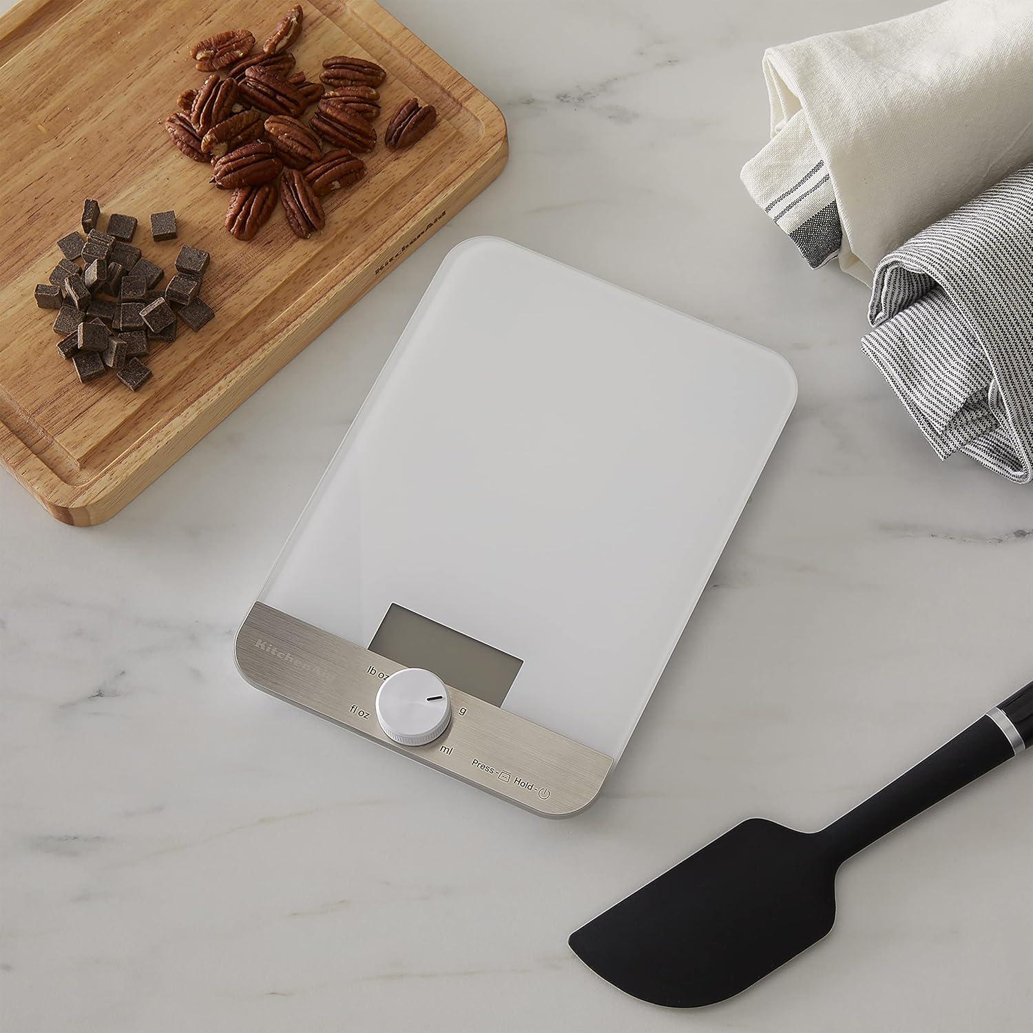 imageKitchenAid KQ908 Glass Surface 11 Pound Capacity Digital Kitchen and Food Scale White