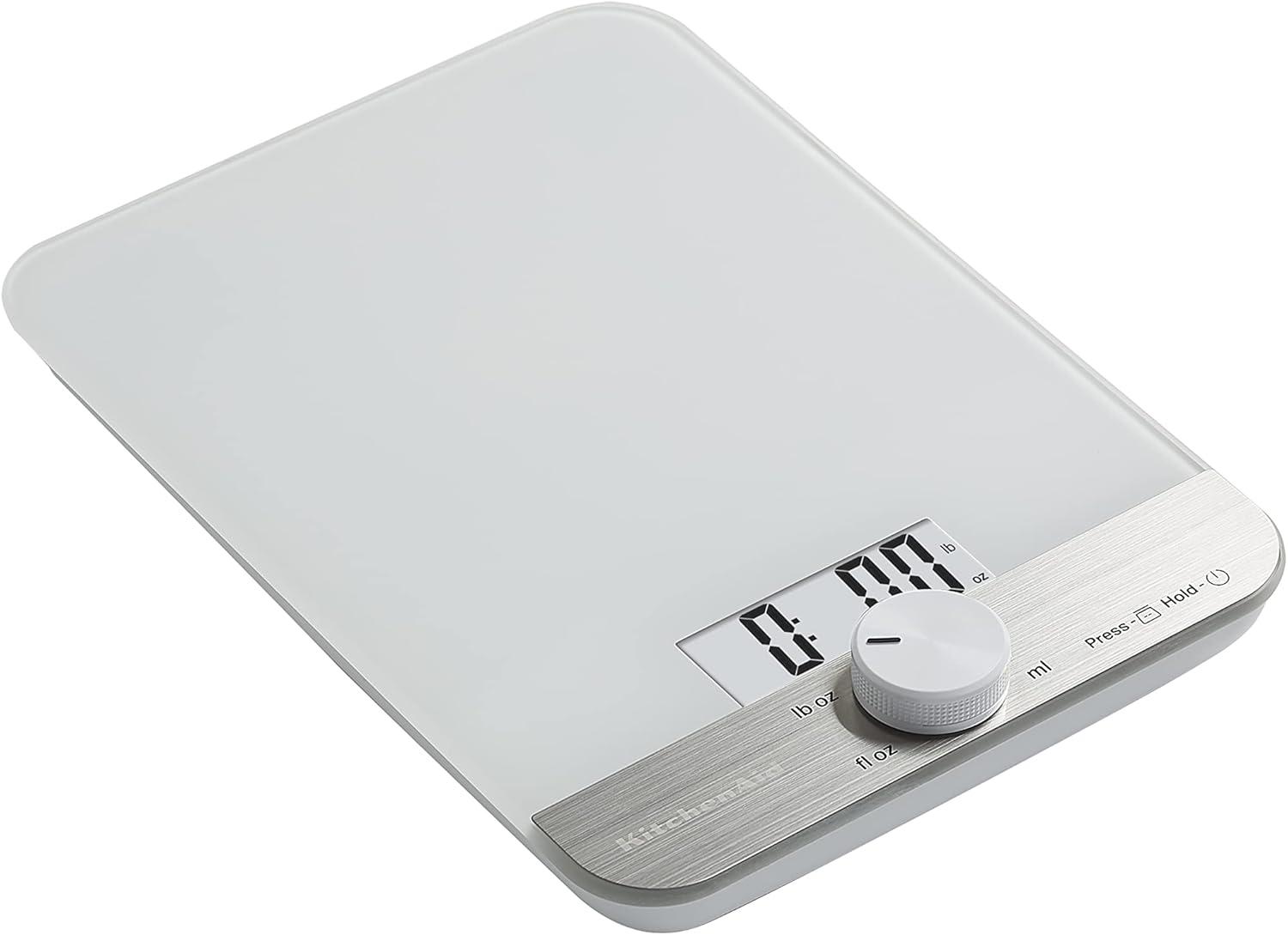 imageKitchenAid KQ908 Glass Surface 11 Pound Capacity Digital Kitchen and Food Scale White