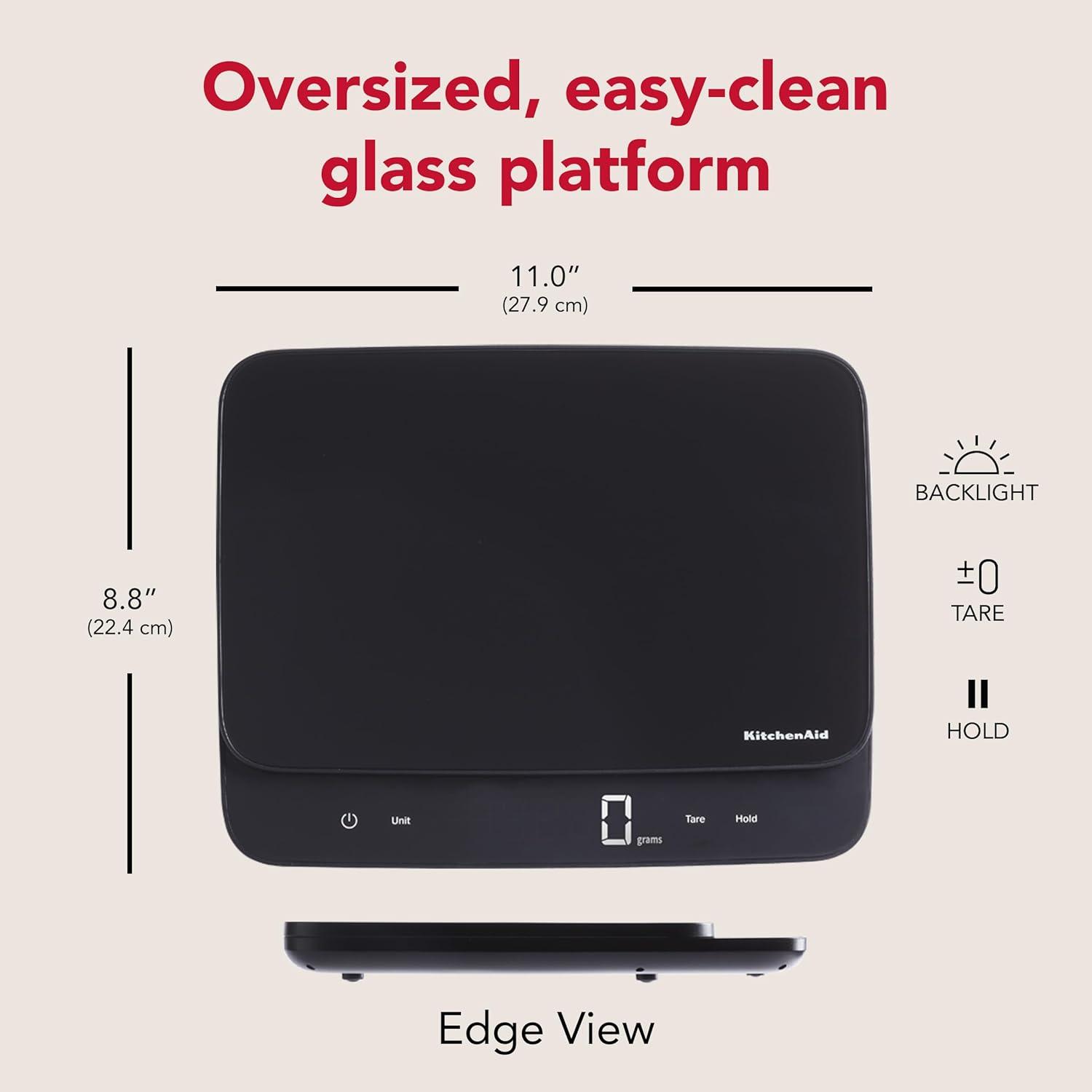 imageKitchenAid KQ909 Dual Platform Digital Kitchen and Food Scale 11 pound capacity and Precision 16oz capacity Black with Stainless SteelBlack