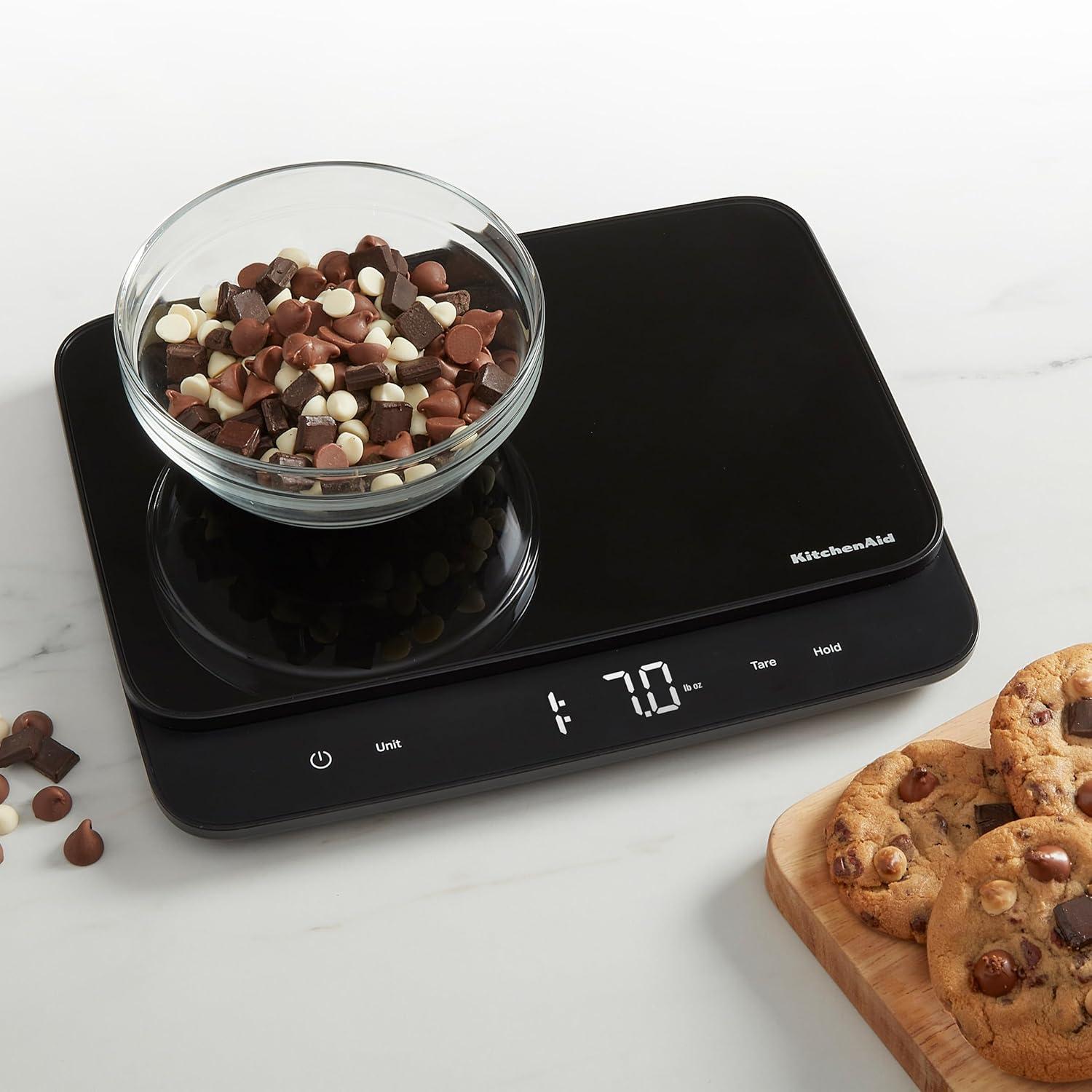 imageKitchenAid KQ909 Dual Platform Digital Kitchen and Food Scale 11 pound capacity and Precision 16oz capacity Black with Stainless SteelBlack