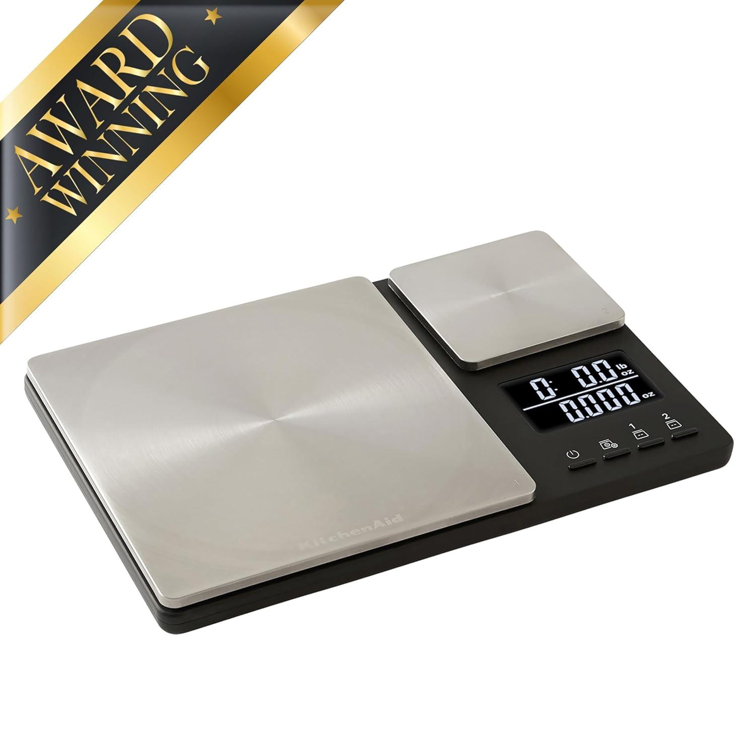 imageKitchenAid KQ909 Dual Platform Digital Kitchen and Food Scale 11 pound capacity and Precision 16oz capacity Black with Stainless SteelBlack