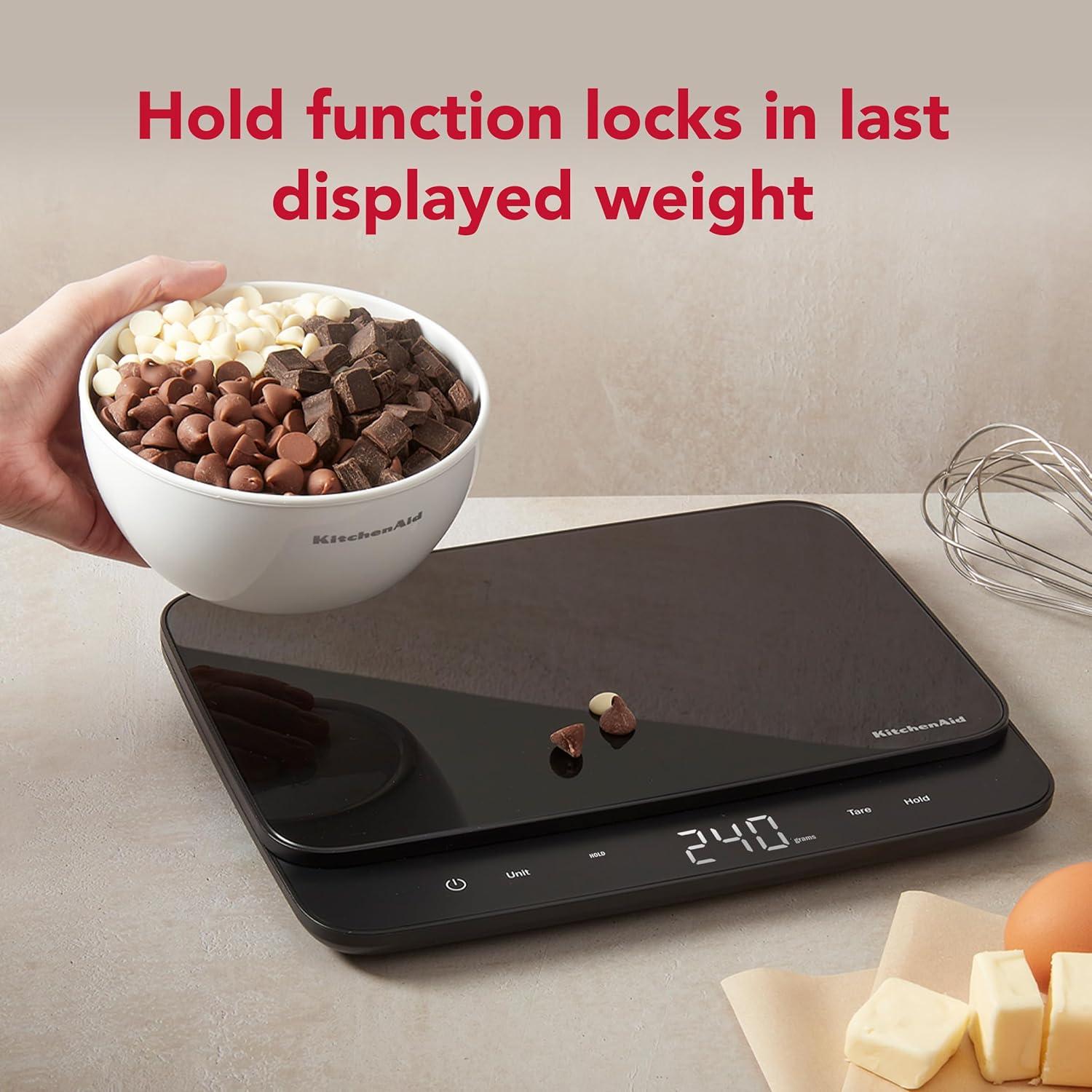 imageKitchenAid KQ909 Dual Platform Digital Kitchen and Food Scale 11 pound capacity and Precision 16oz capacity Black with Stainless SteelBlack