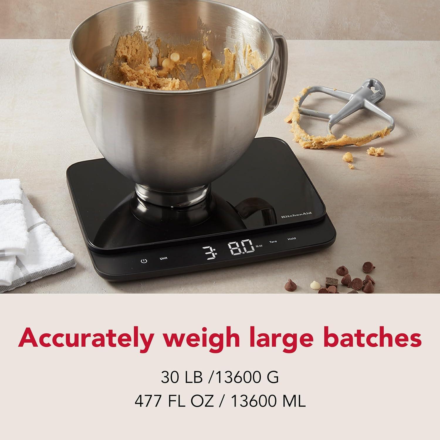 imageKitchenAid KQ909 Dual Platform Digital Kitchen and Food Scale 11 pound capacity and Precision 16oz capacity Black with Stainless SteelBlack