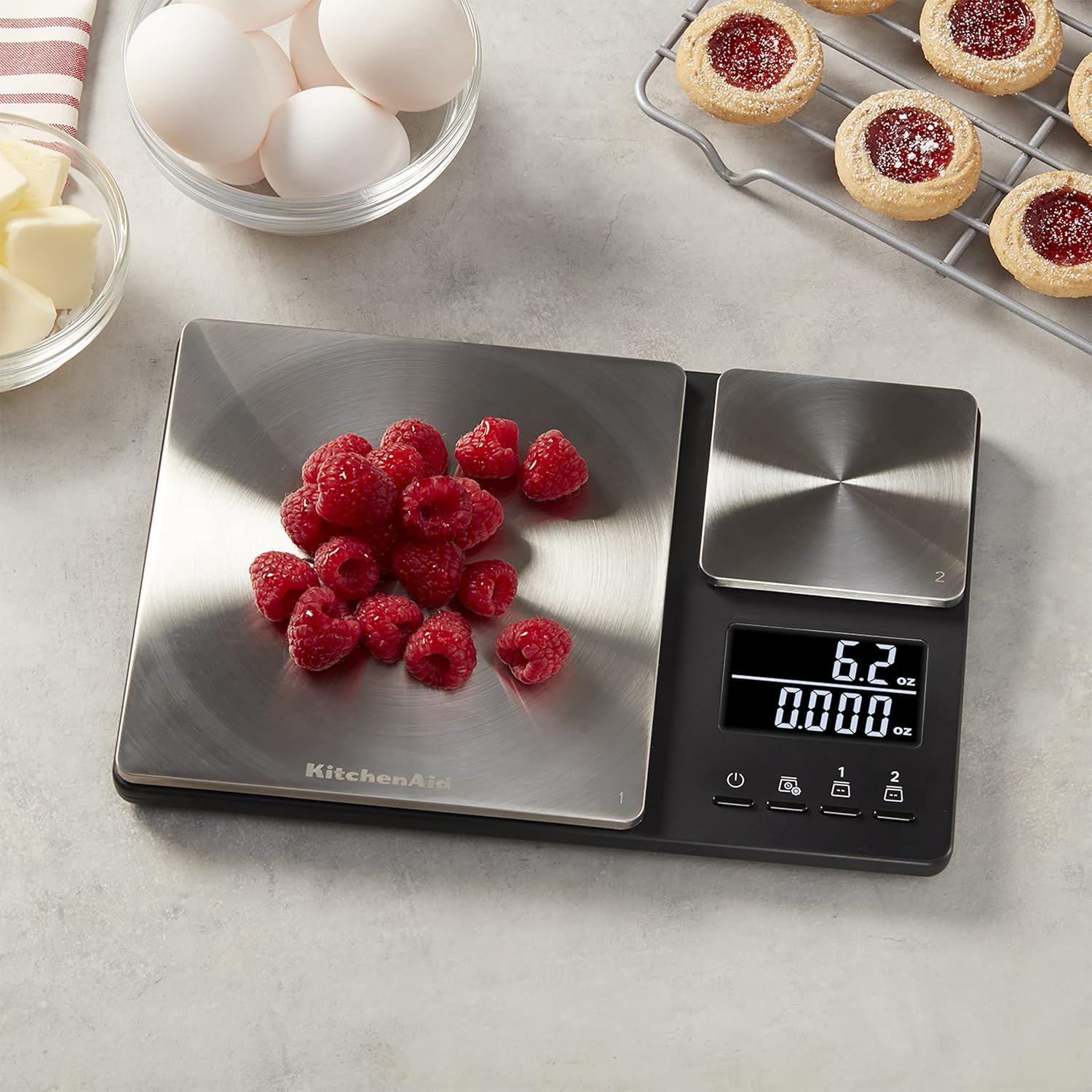 imageKitchenAid KQ909 Dual Platform Digital Kitchen and Food Scale 11 pound capacity and Precision 16oz capacity Black with Stainless SteelBlack