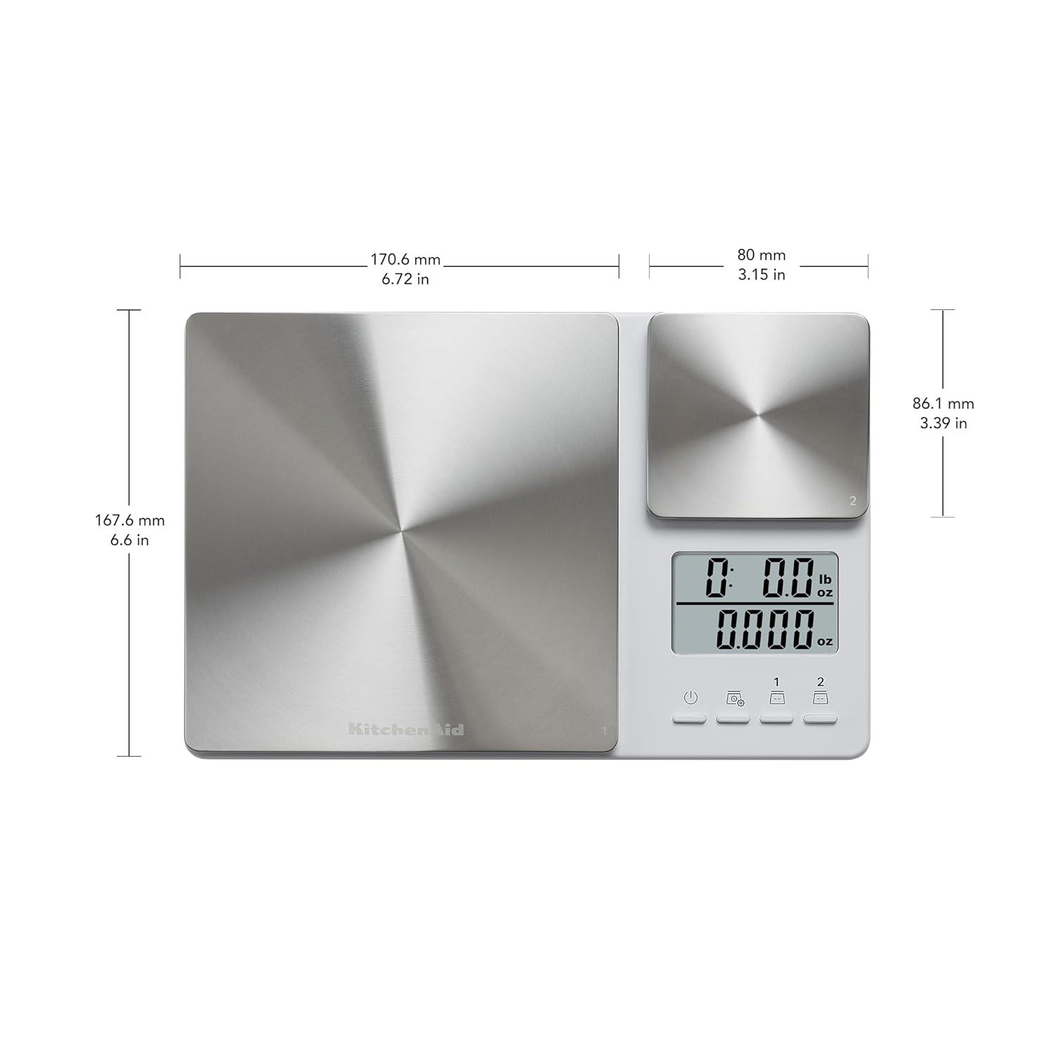 imageKitchenAid KQ909 Dual Platform Digital Kitchen and Food Scale 11 pound capacity and Precision 16oz capacity Black with Stainless SteelWhite