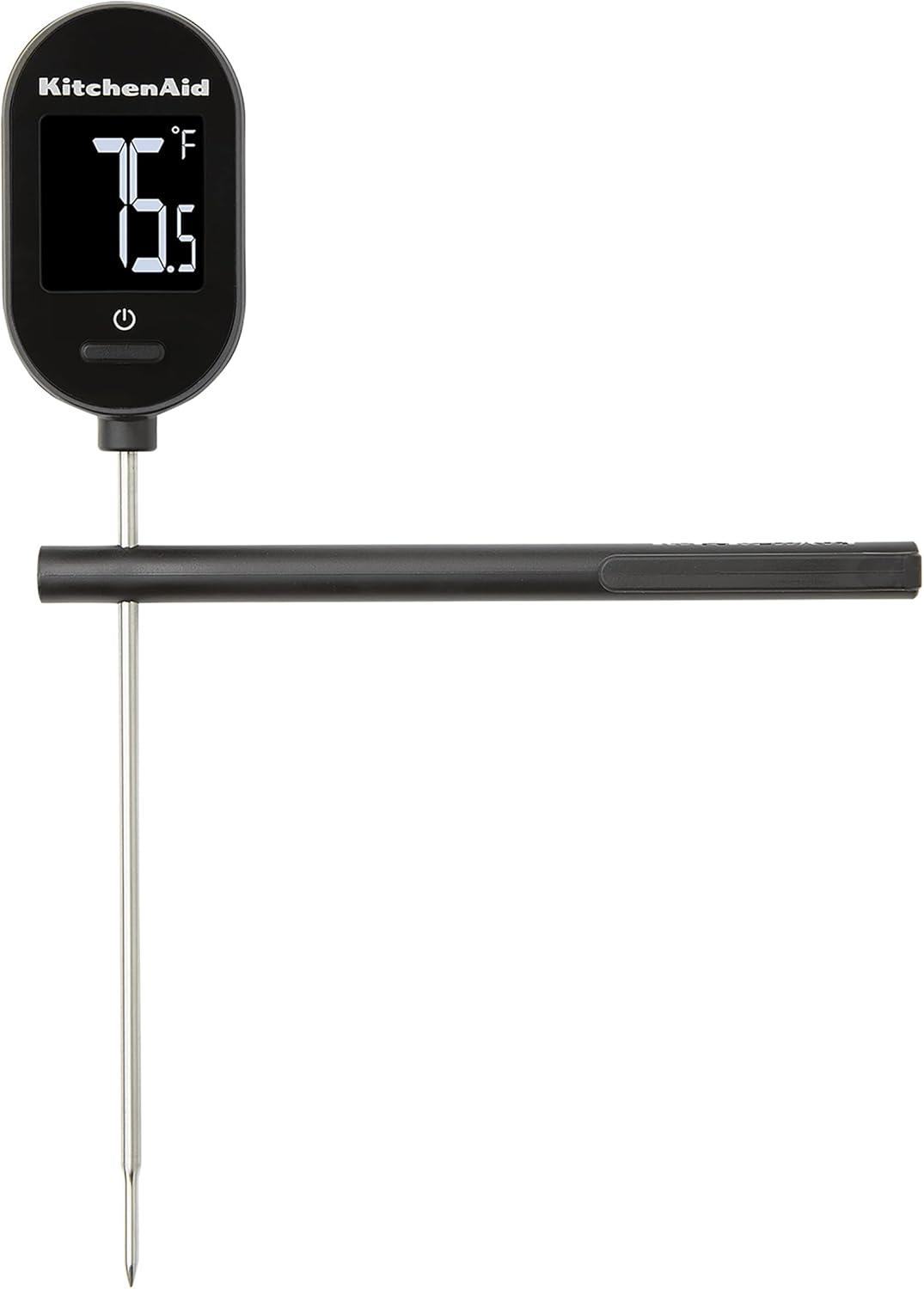 imageKitchenAid KQ910 Backlit Instant Read Digital Food Kitchen Grill Thermometer Meat and Cooking Wireless Thermometerer Black