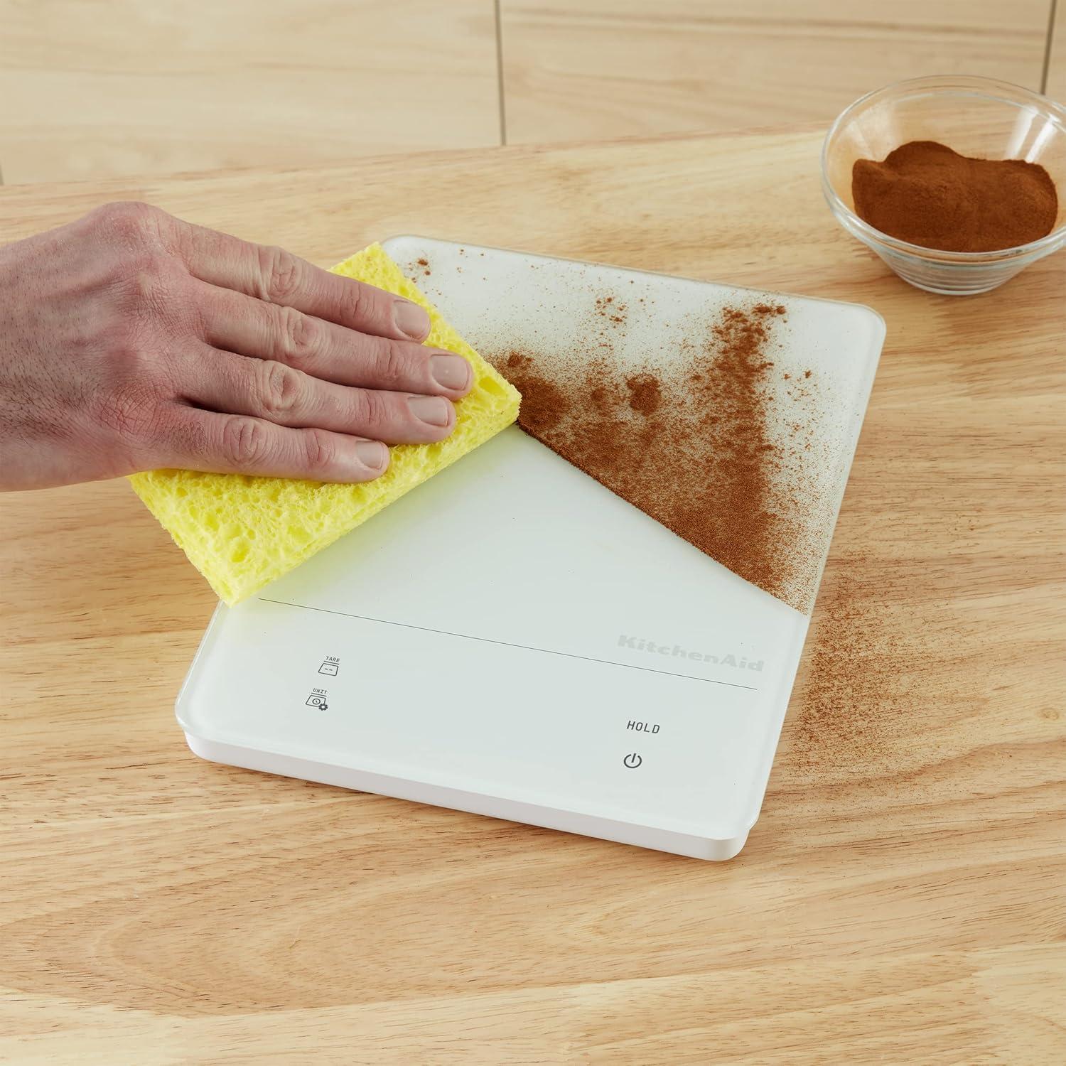 imageKitchenAid KQ913 Digital Waterproof IPx7 Kitchen and Food Scale LED readout 11 Pound Max Capacity WhiteWhite