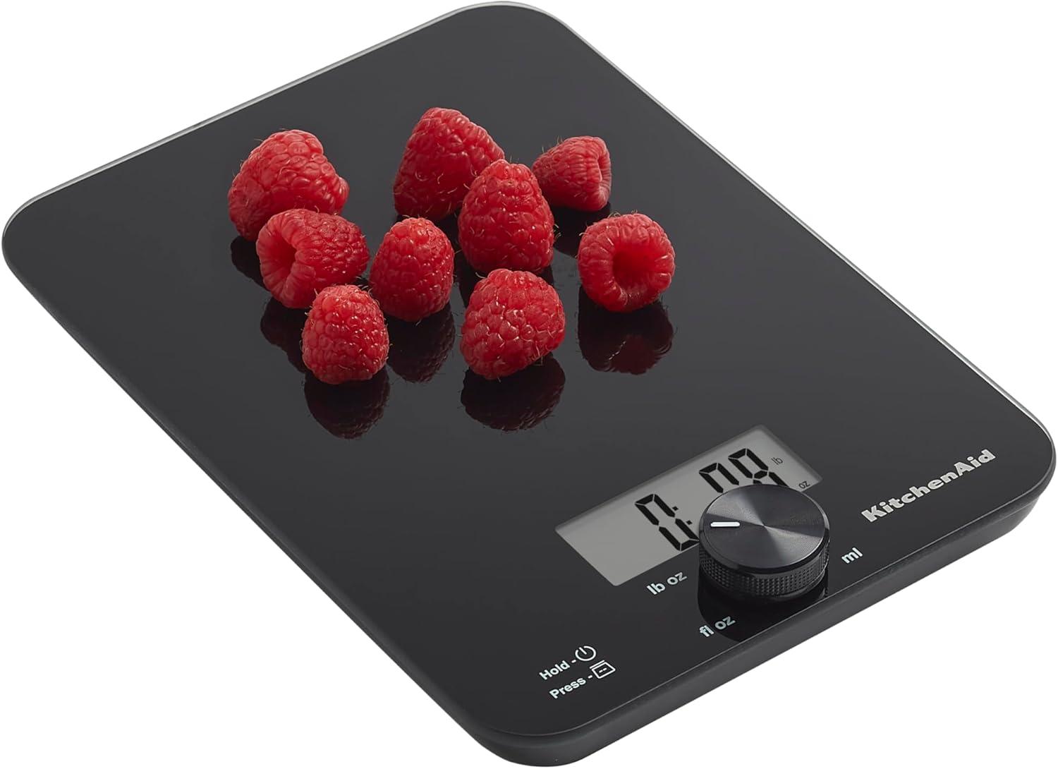 imageKitchenAid KQ914WH Glass Surface 11 Pound Capacity Digital Kitchen and Food Scale Scale for Food Ounces and Grams Dry and Liquid Ingredients WhiteBlack