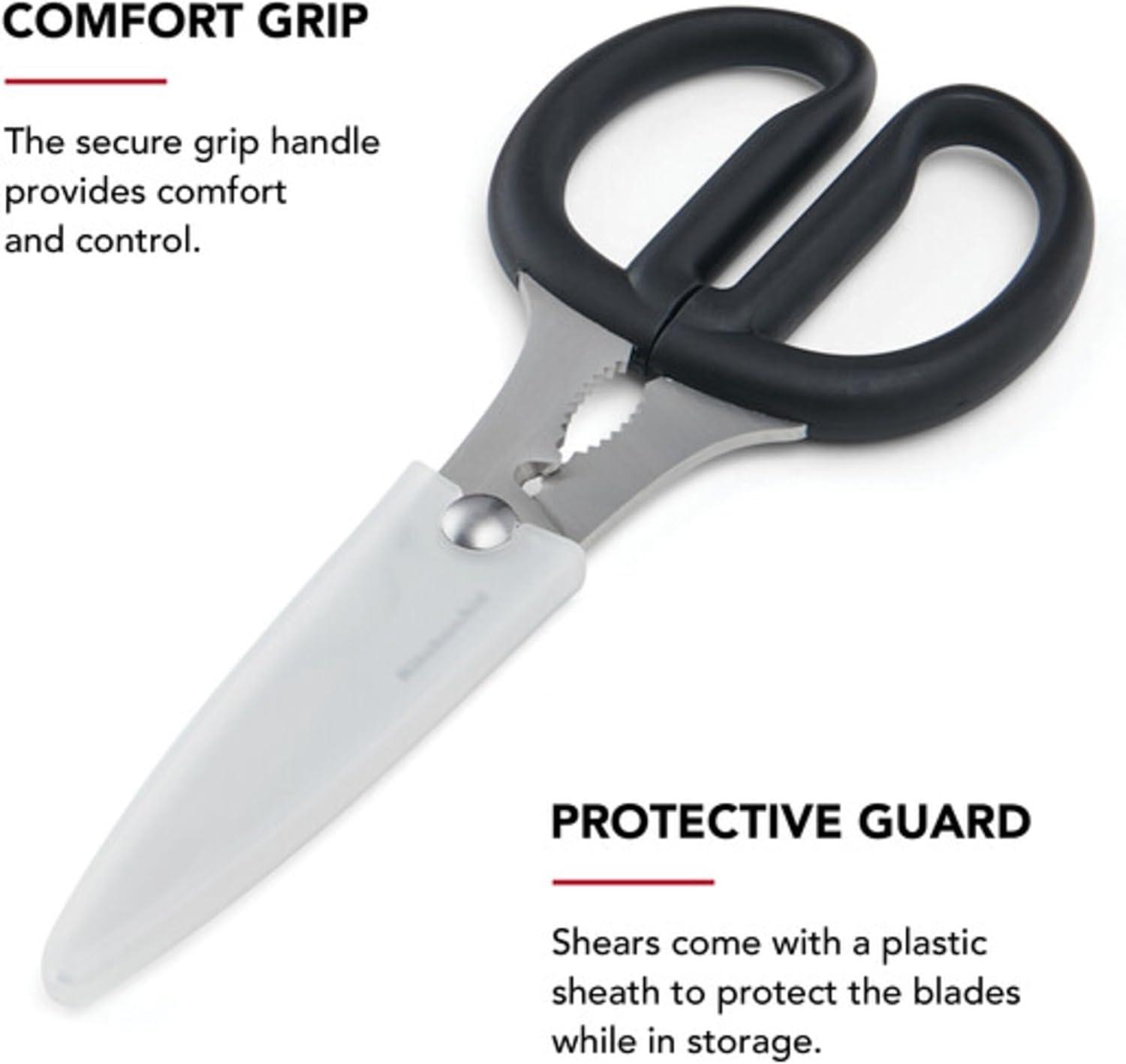 imageKitchenAid Multipurpose Shear Set Versatile Scissors with Nutcracker Bottle Opener Ergonomic Handles with Protective Blade Covers 2 Piece