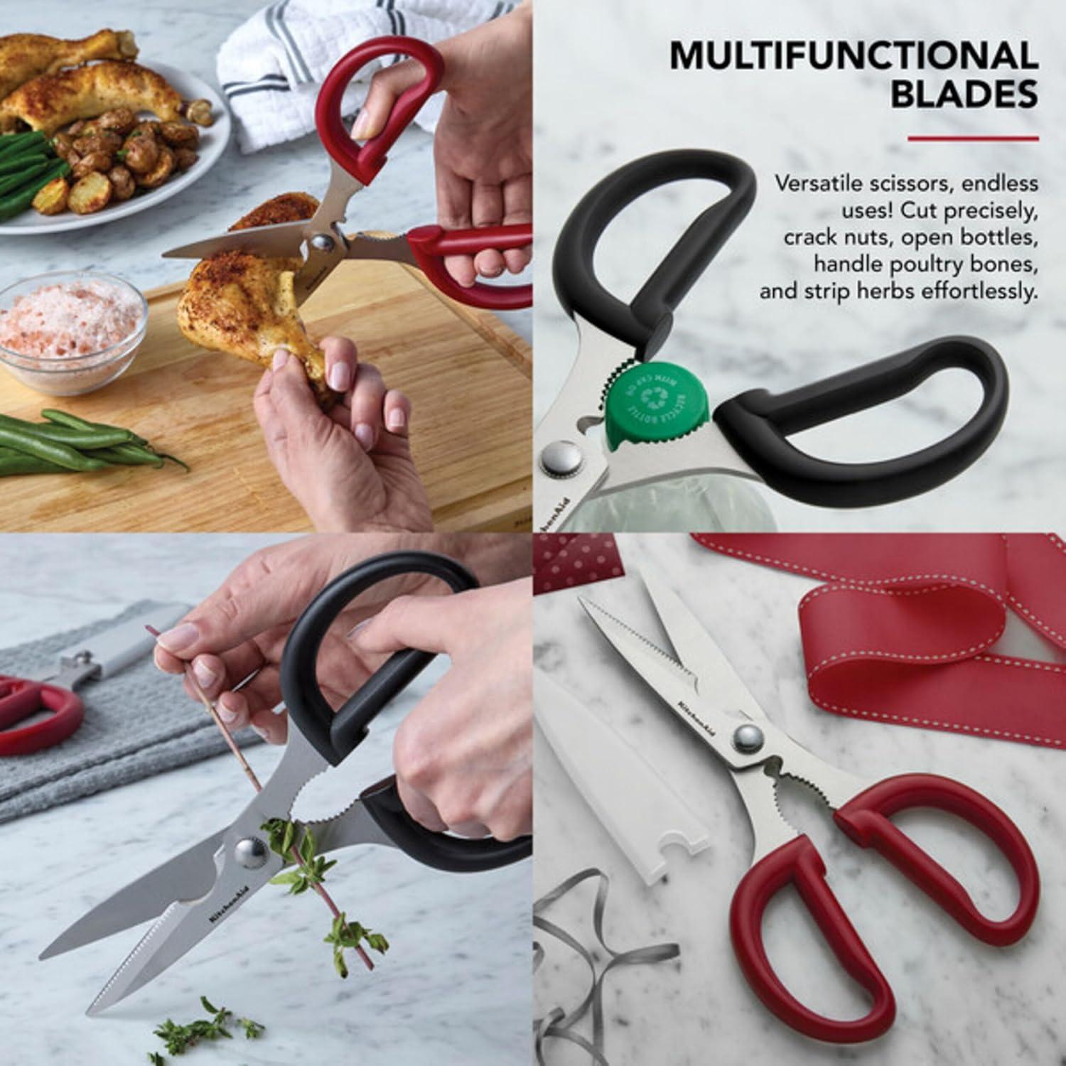 imageKitchenAid Multipurpose Shear Set Versatile Scissors with Nutcracker Bottle Opener Ergonomic Handles with Protective Blade Covers 2 Piece
