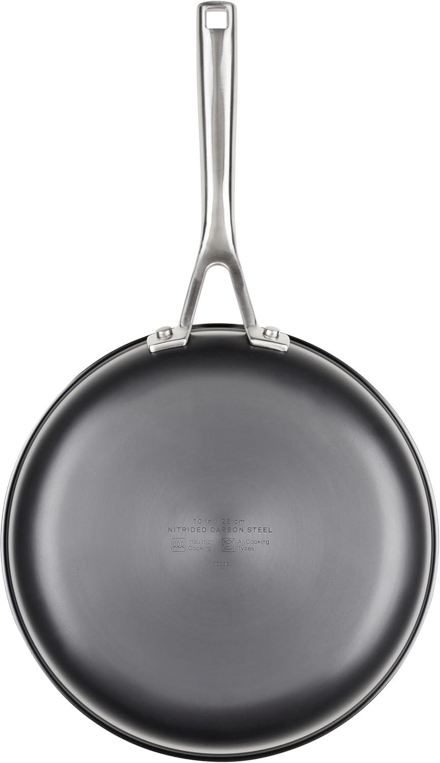 imageKitchenAid NITRO Carbon Steel Frying PanSkillet Stainless Steel Handle Compatible with All Cooktops 10 Inch Open Fry Pan BlackSkillet 10 Inch