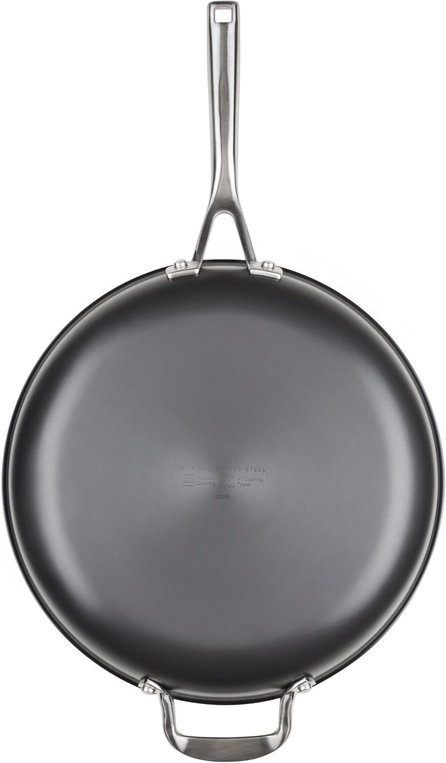 imageKitchenAid NITRO Carbon Steel Frying PanSkillet Stainless Steel Handle Compatible with All Cooktops 10 Inch Open Fry Pan BlackSkillet 12 Inch w helper handle