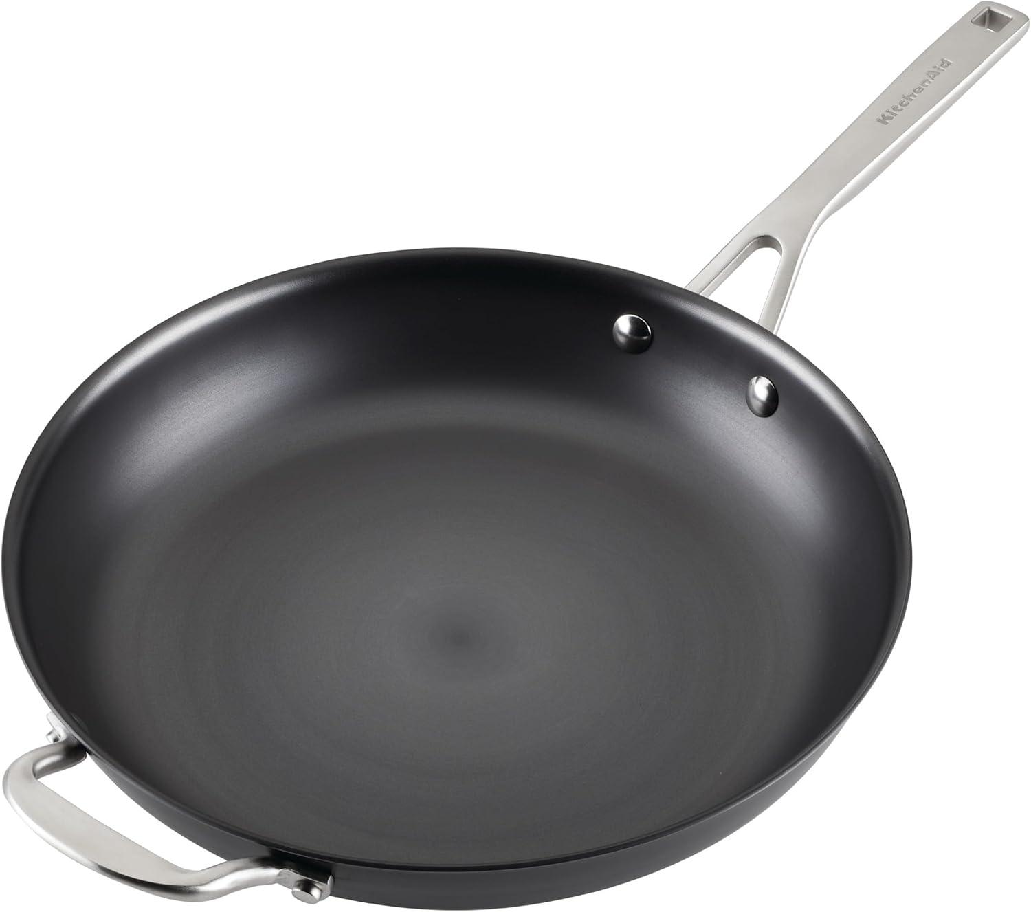 imageKitchenAid NITRO Carbon Steel Frying PanSkillet Stainless Steel Handle Compatible with All Cooktops 10 Inch Open Fry Pan BlackSkillet 12 Inch w helper handle
