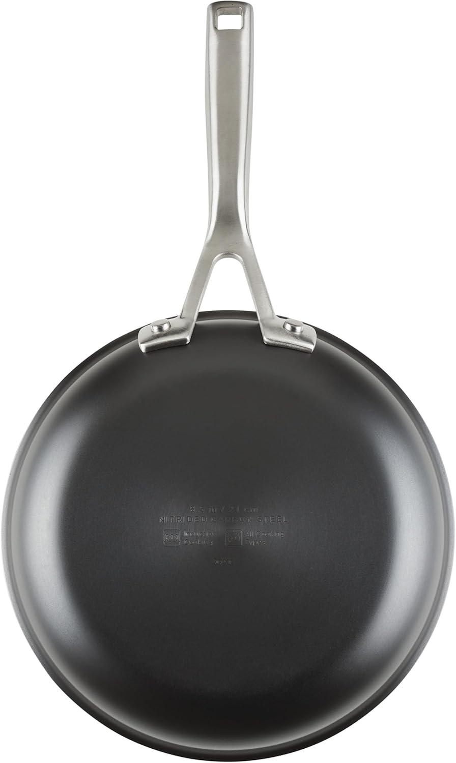 imageKitchenAid NITRO Carbon Steel Frying PanSkillet Stainless Steel Handle Compatible with All Cooktops 10 Inch Open Fry Pan BlackSkillet 85 Inch