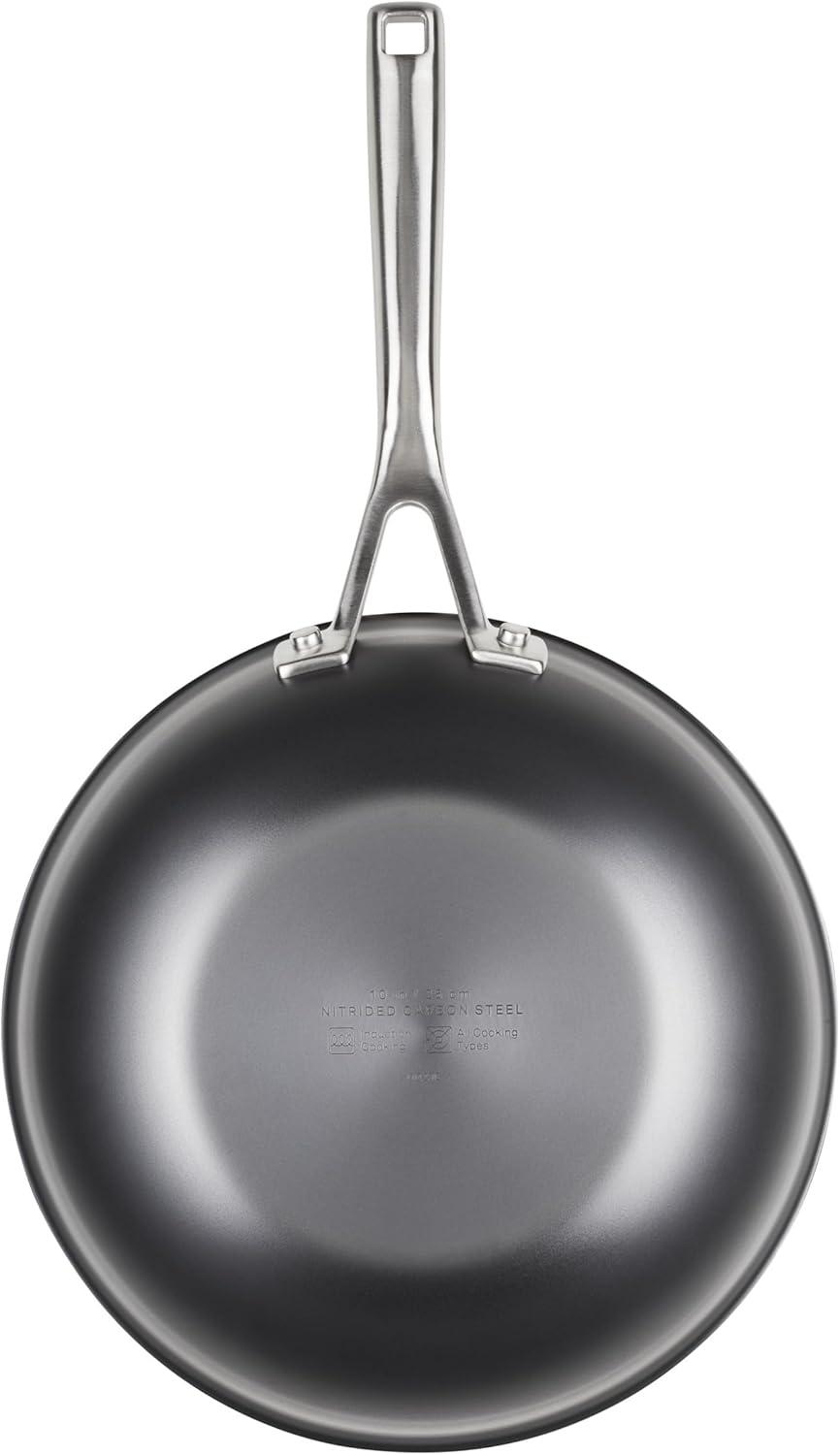 imageKitchenAid NITRO Carbon Steel Frying PanSkillet Stainless Steel Handle Compatible with All Cooktops 10 Inch Open Fry Pan BlackWok 10 Inch