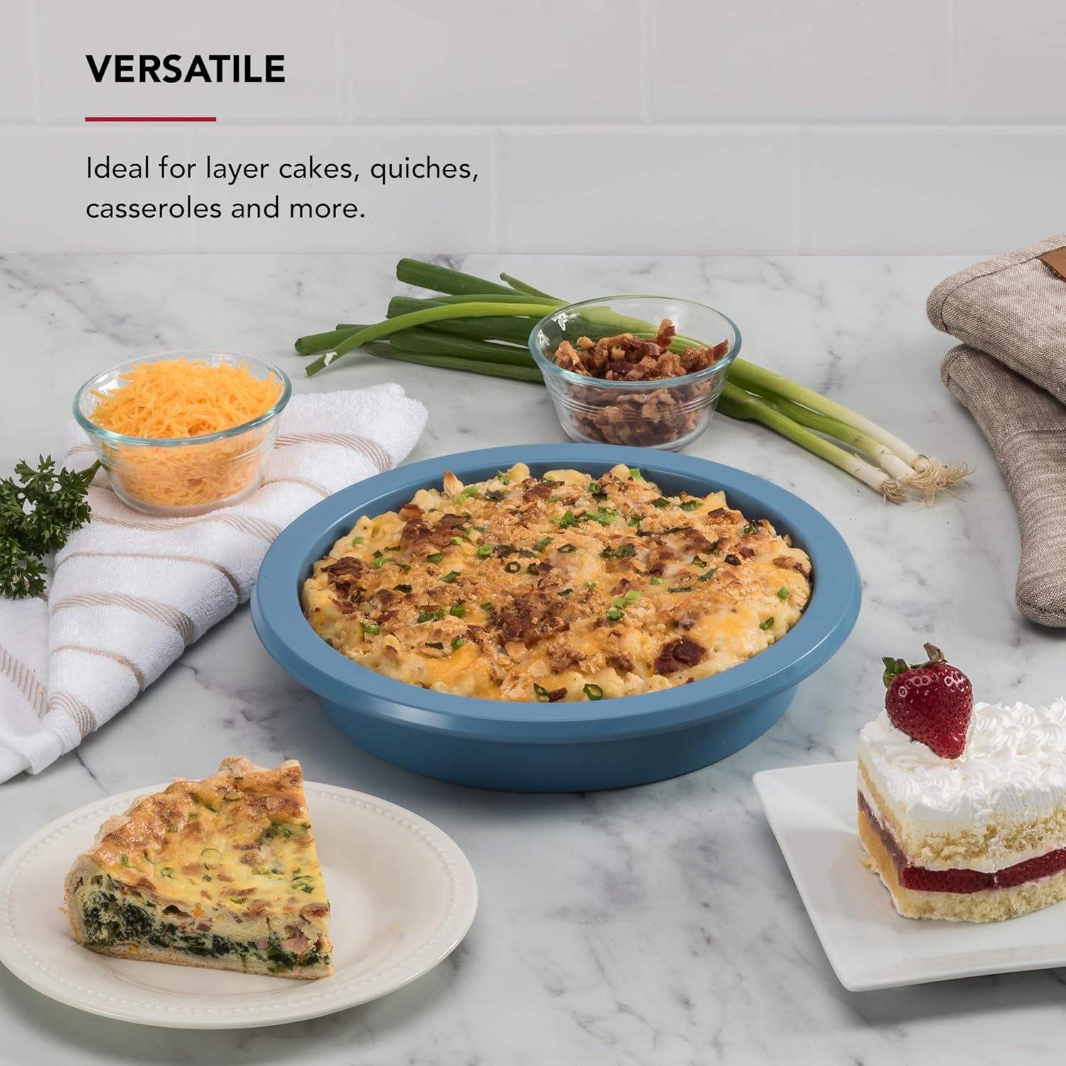 imageKitchenAid Nonstick Swiss Engineered Aluminized Steel Round Cake Pan Dishwasher Safe 9 Inch Mineral WaterBlue Velvet