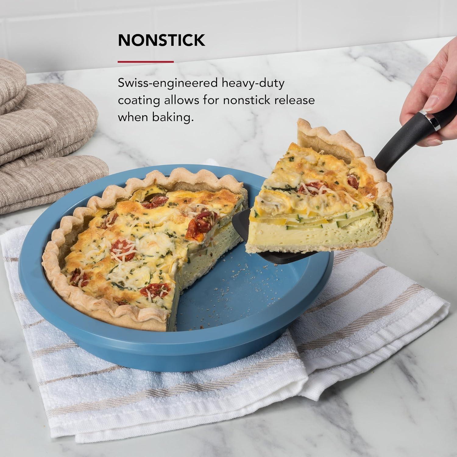 imageKitchenAid Nonstick Swiss Engineered Aluminized Steel Round Cake Pan Dishwasher Safe 9 Inch Mineral WaterBlue Velvet