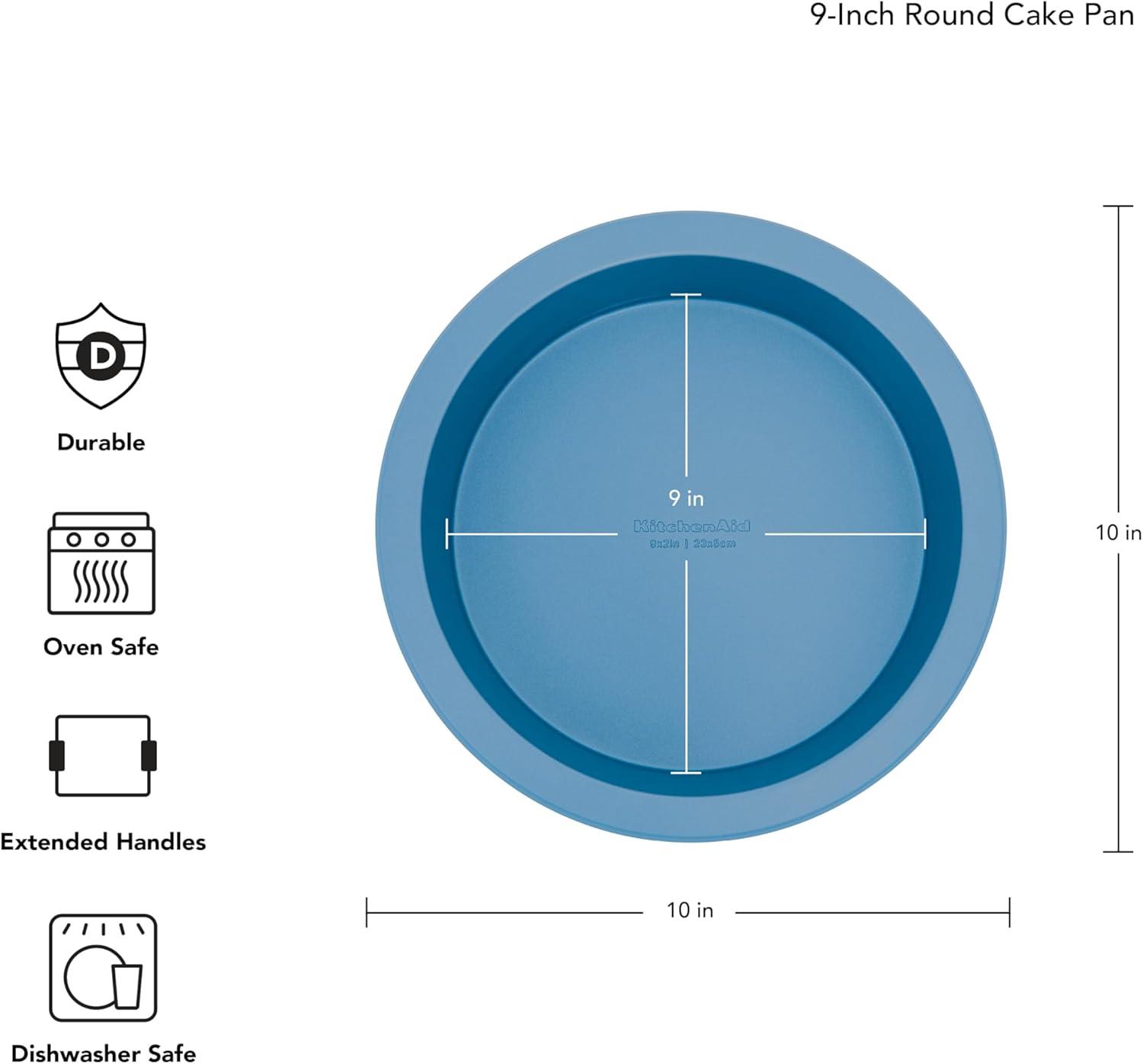 imageKitchenAid Nonstick Swiss Engineered Aluminized Steel Round Cake Pan Dishwasher Safe 9 Inch Mineral WaterBlue Velvet