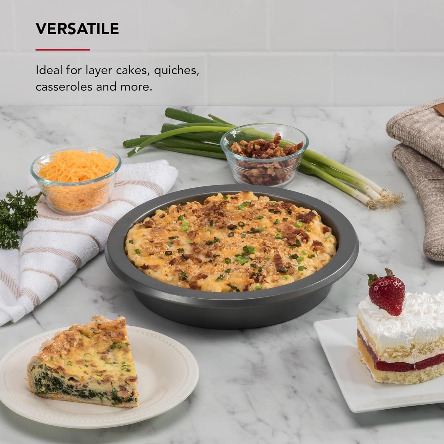 imageKitchenAid Nonstick Swiss Engineered Aluminized Steel Round Cake Pan Dishwasher Safe 9 Inch Mineral WaterContour Silver