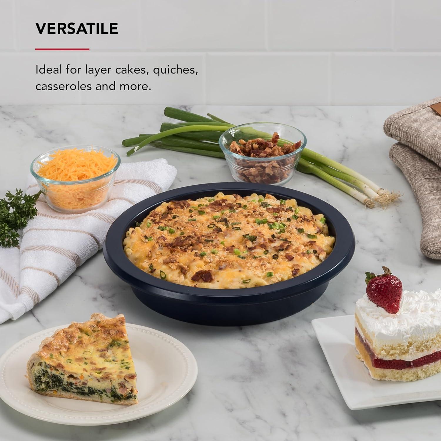 imageKitchenAid Nonstick Swiss Engineered Aluminized Steel Round Cake Pan Dishwasher Safe 9 Inch Mineral WaterInk Blue