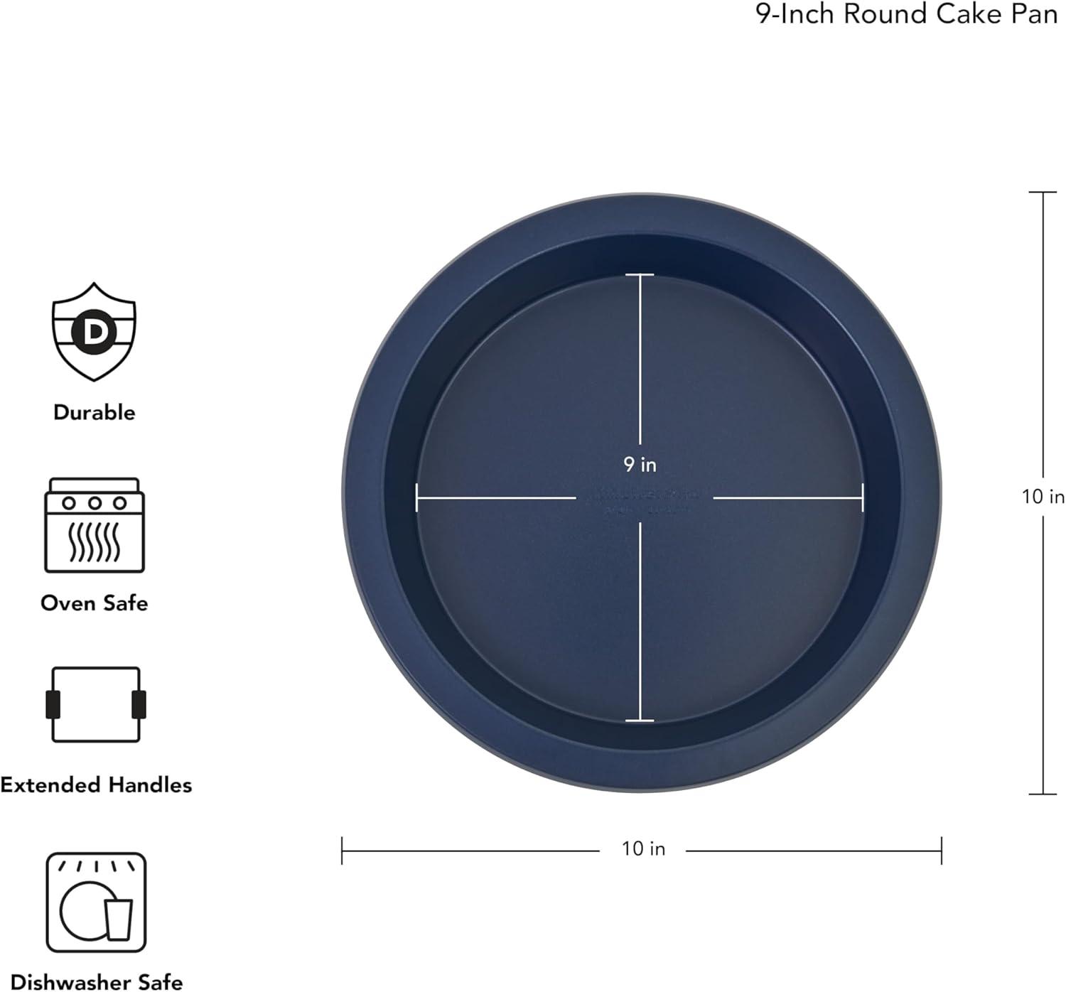 imageKitchenAid Nonstick Swiss Engineered Aluminized Steel Round Cake Pan Dishwasher Safe 9 Inch Mineral WaterInk Blue