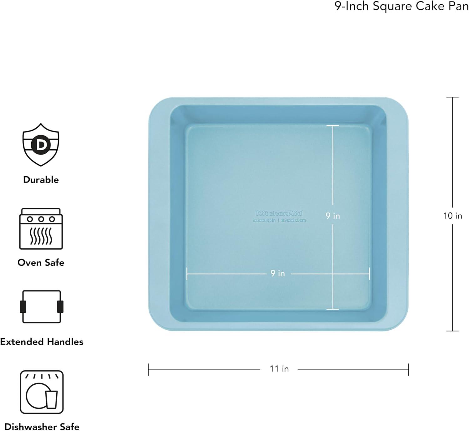 imageKitchenAid Nonstick Swiss Engineered Aluminized Steel Square Cake Pan Dishwasher Safe Pistachio 9 InchMineral Water