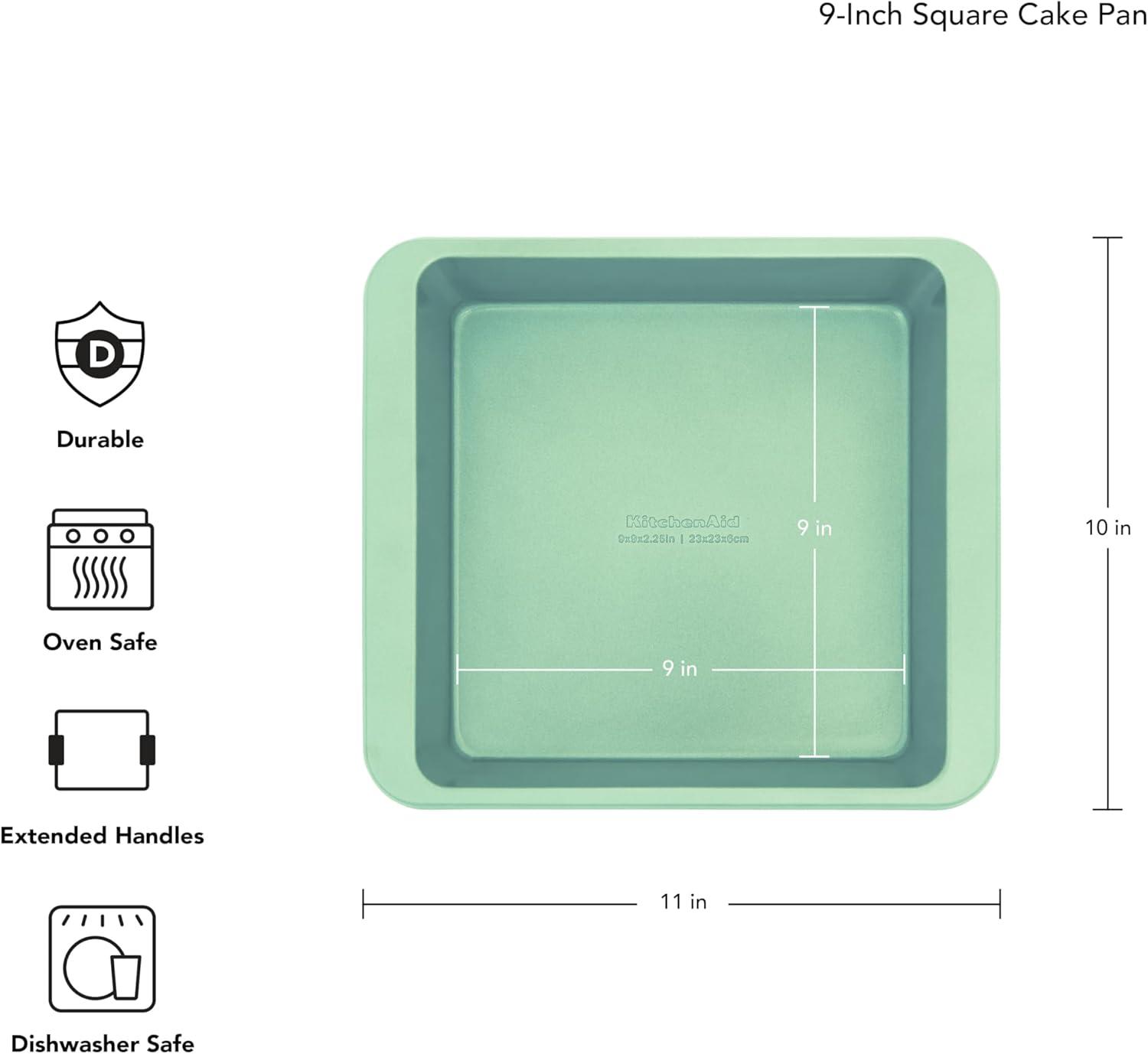 imageKitchenAid Nonstick Swiss Engineered Aluminized Steel Square Cake Pan Dishwasher Safe Pistachio 9 InchPistachio