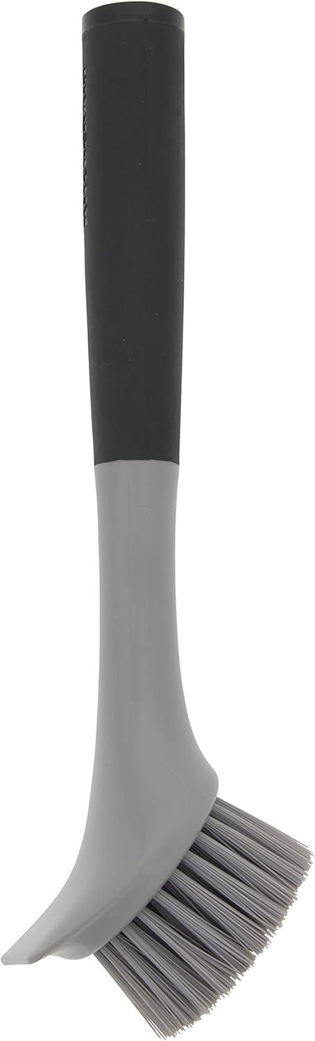 imageKitchenAid Palm Brush with Dish Tray to Keep Countertops Dry and Clean Durable Nylon Bristles for Tough Cleaning Dishwasher Safe 2 Piece BlackBlack and Gray