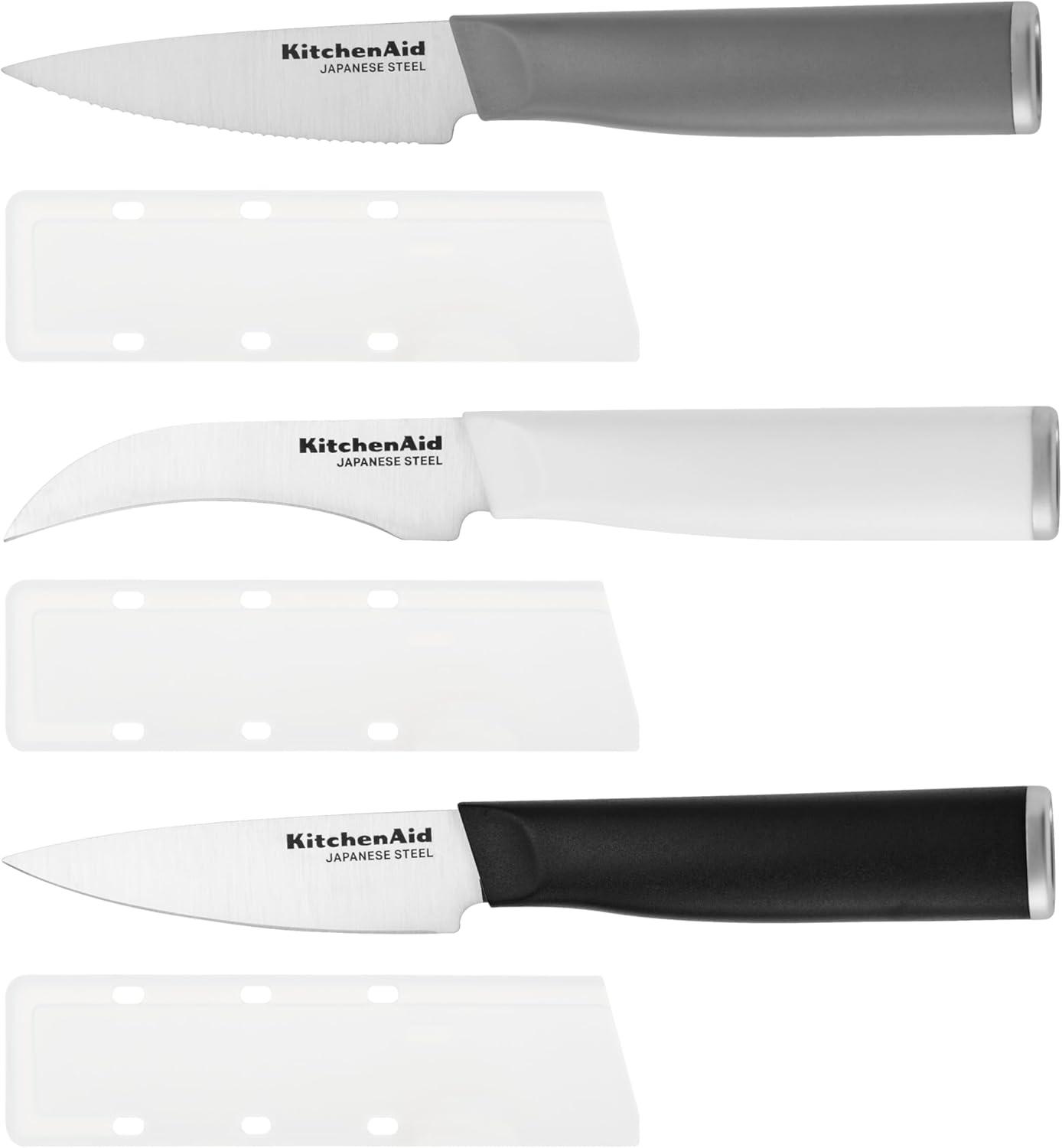 imageKitchenAid Paring Knife Set High Carbon Stainless Steel Kitchen Knife Set RazorSharp Blades 3 Piece WhiteMulticolor
