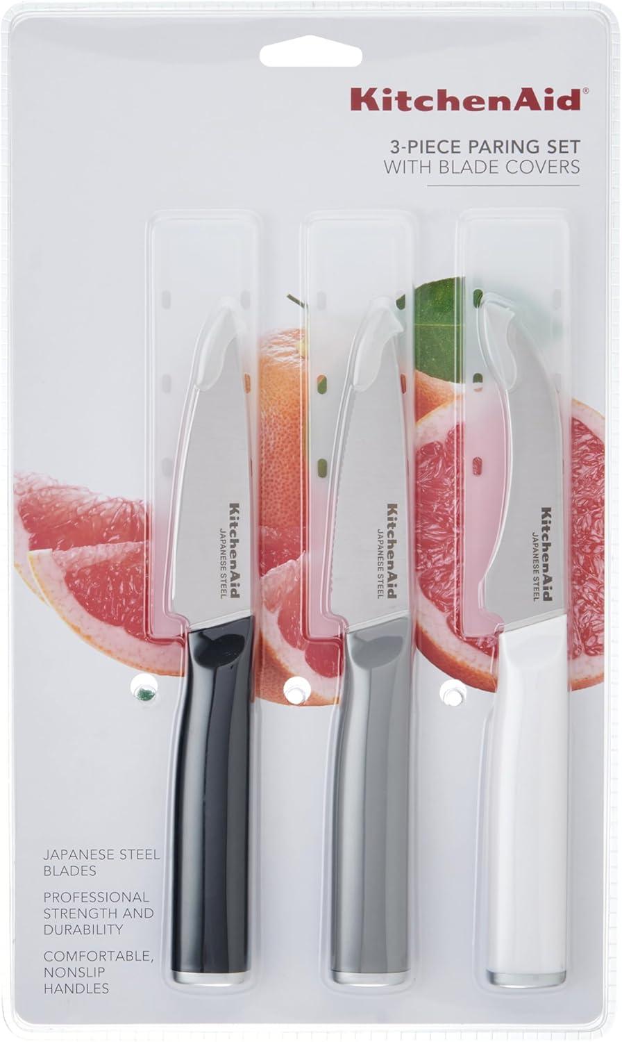 imageKitchenAid Paring Knife Set High Carbon Stainless Steel Kitchen Knife Set RazorSharp Blades 3 Piece WhiteMulticolor