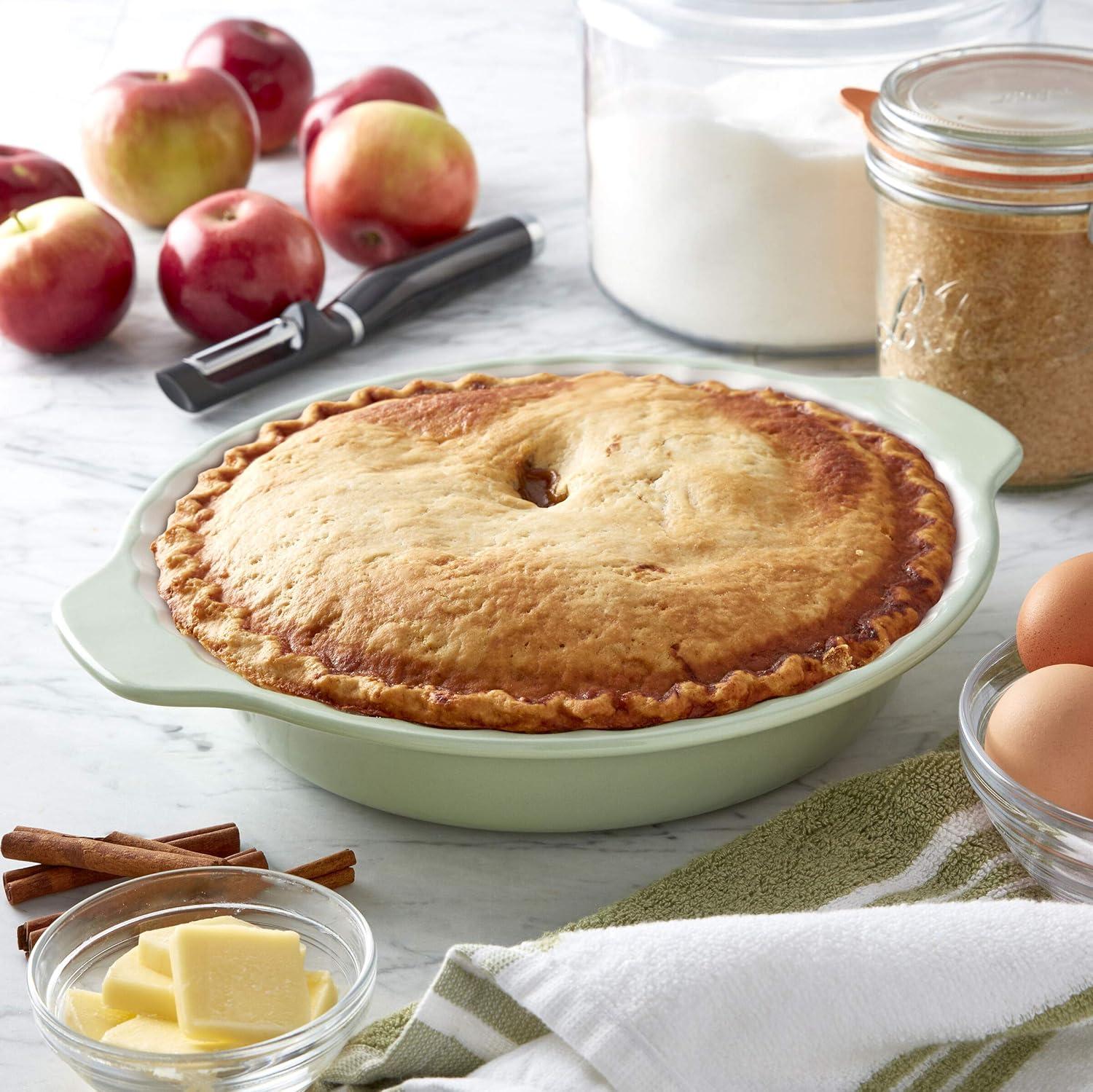 imageKitchenAid Pie Plate Vitrified Stoneware 1083in 1252in 217in Blue VelvetPistachio