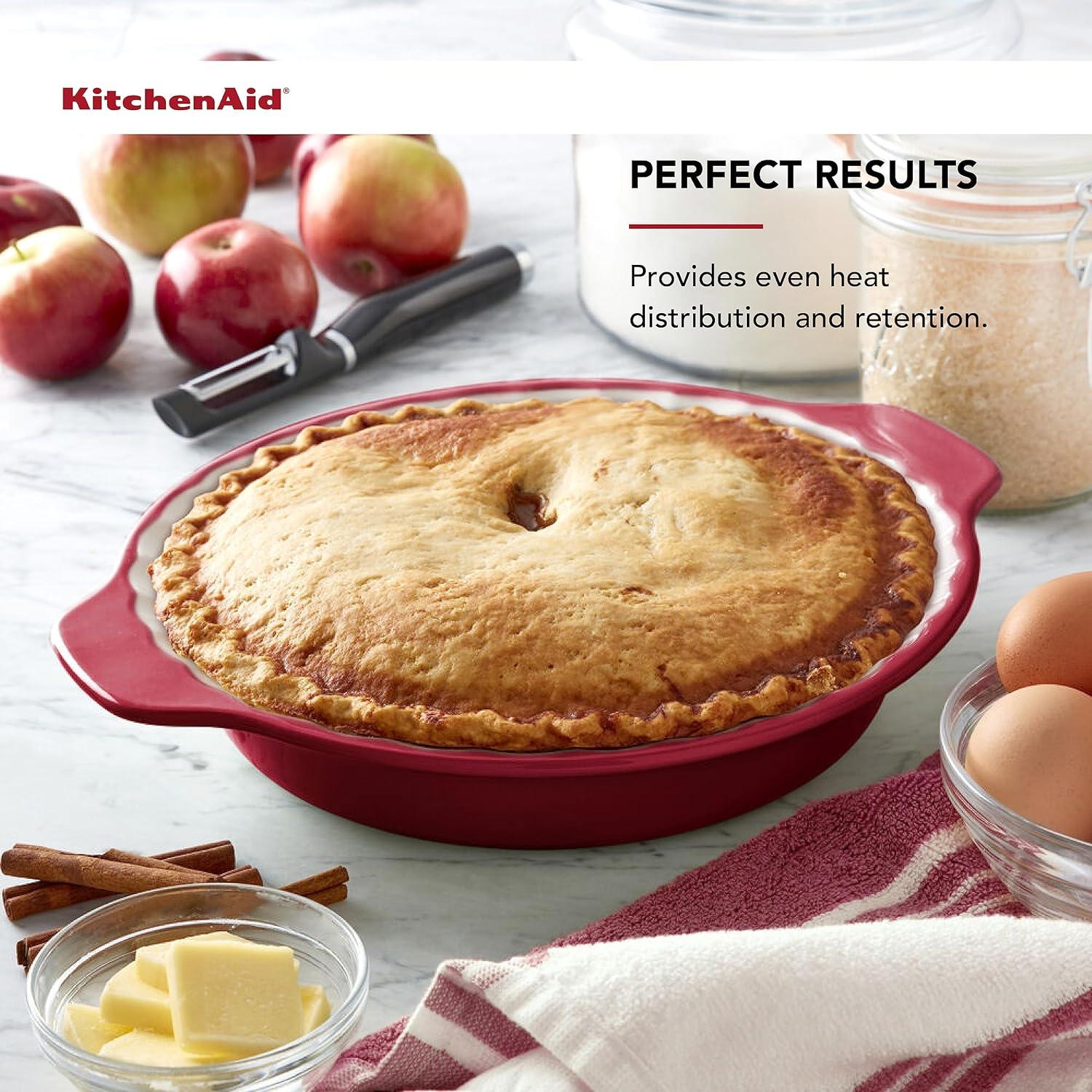 imageKitchenAid Pie Plate Vitrified Stoneware 1083in 1252in 217in Blue VelvetRed