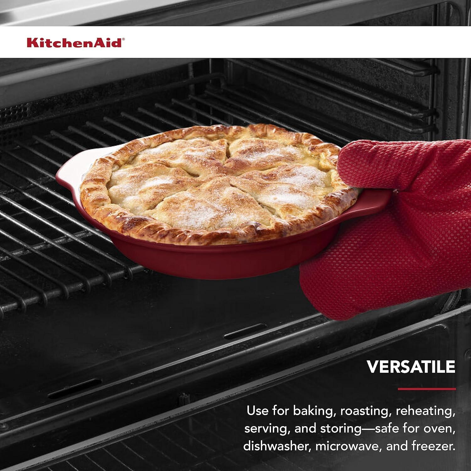 imageKitchenAid Pie Plate Vitrified Stoneware 1083in 1252in 217in Blue VelvetRed