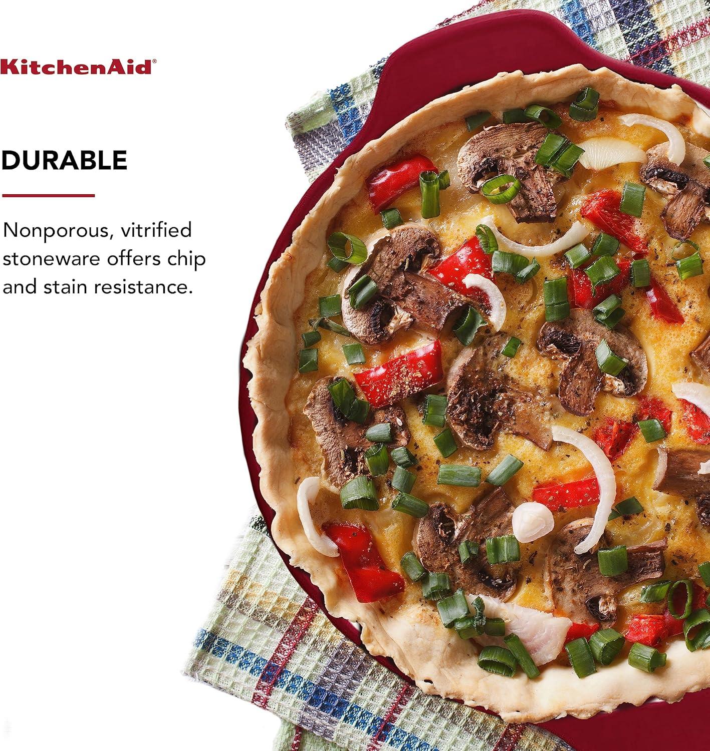 imageKitchenAid Pie Plate Vitrified Stoneware 1083in 1252in 217in Blue VelvetRed