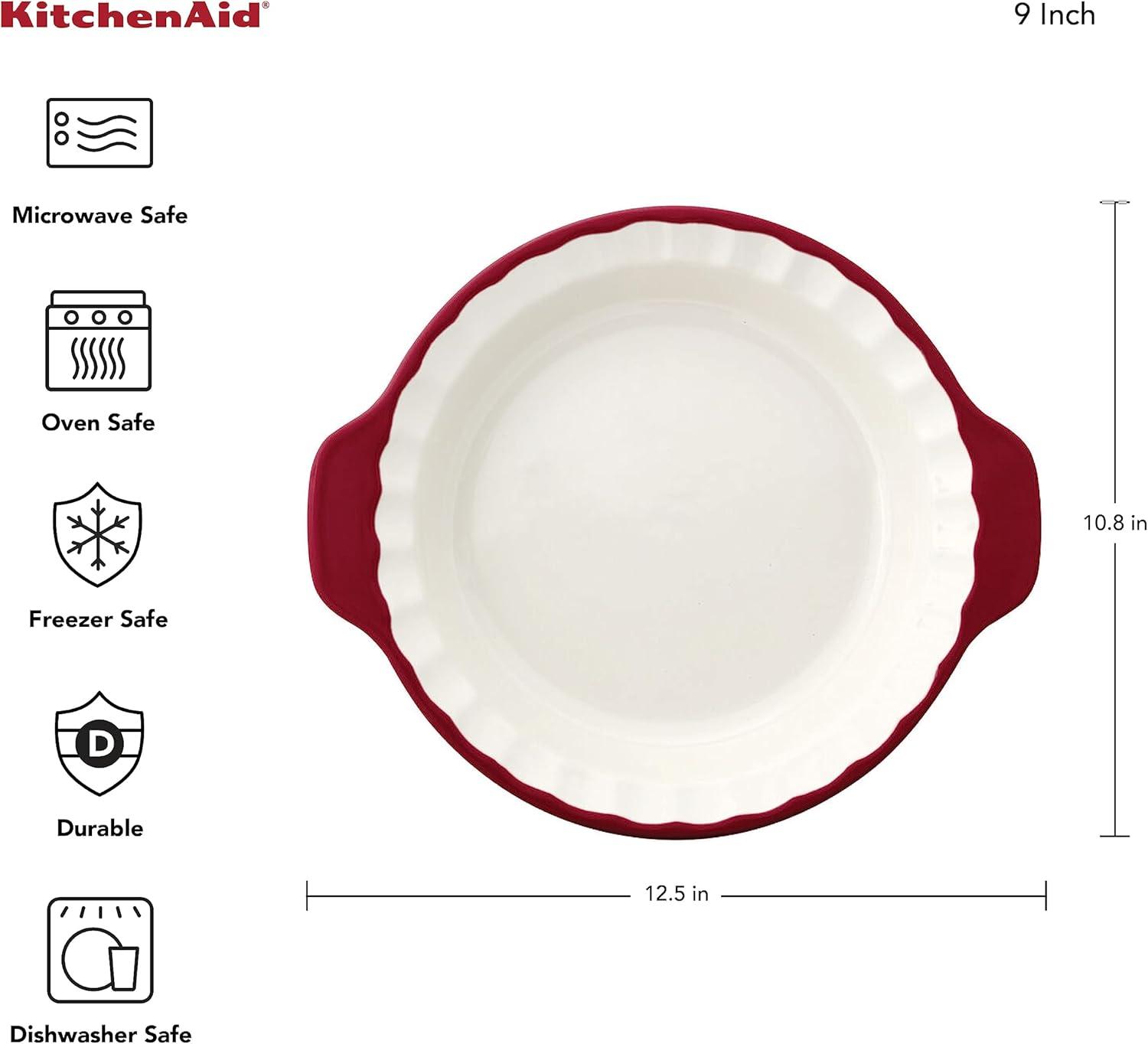 imageKitchenAid Pie Plate Vitrified Stoneware 1083in 1252in 217in Blue VelvetRed