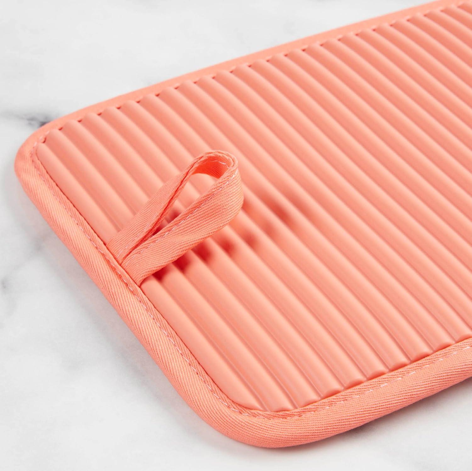 imageKitchenAid Ribbed Soft Silicone Pot Holder 2Pack Set Blue Velvet 7quotx9quotBird of Paradise