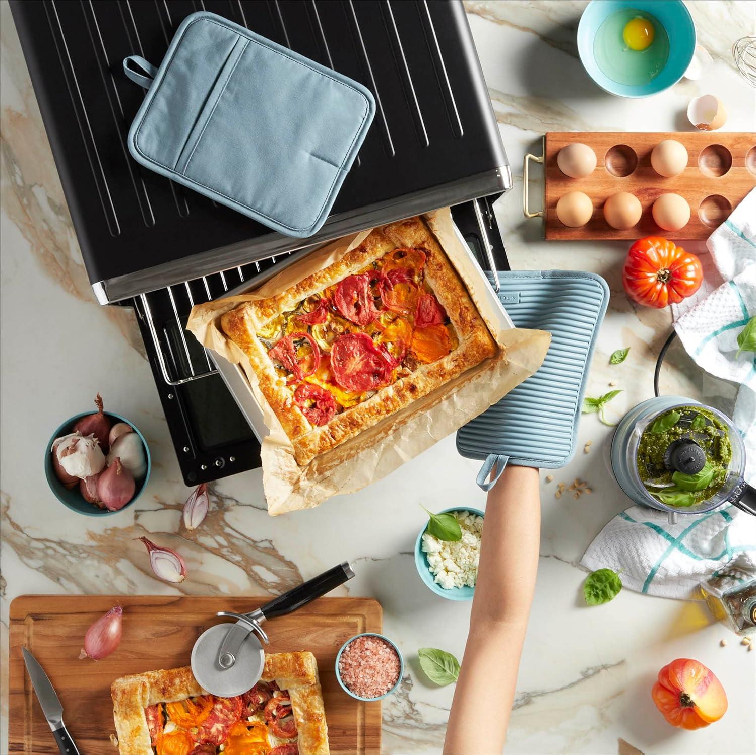 imageKitchenAid Ribbed Soft Silicone Pot Holder 2Pack Set Mineral Water Aqua 7quotx9quotFog Blue