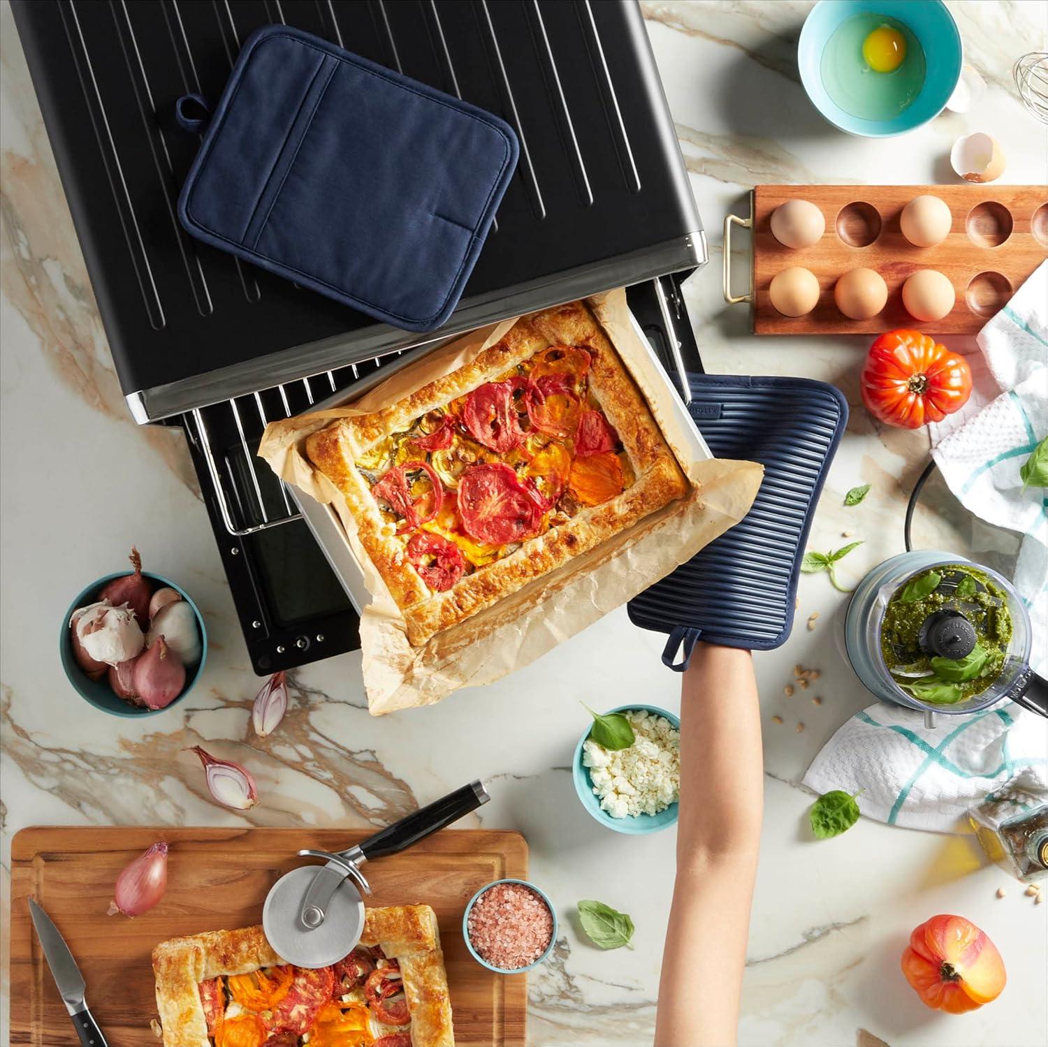 imageKitchenAid Ribbed Soft Silicone Pot Holder 2Pack Set Mineral Water Aqua 7quotx9quotInk Blue