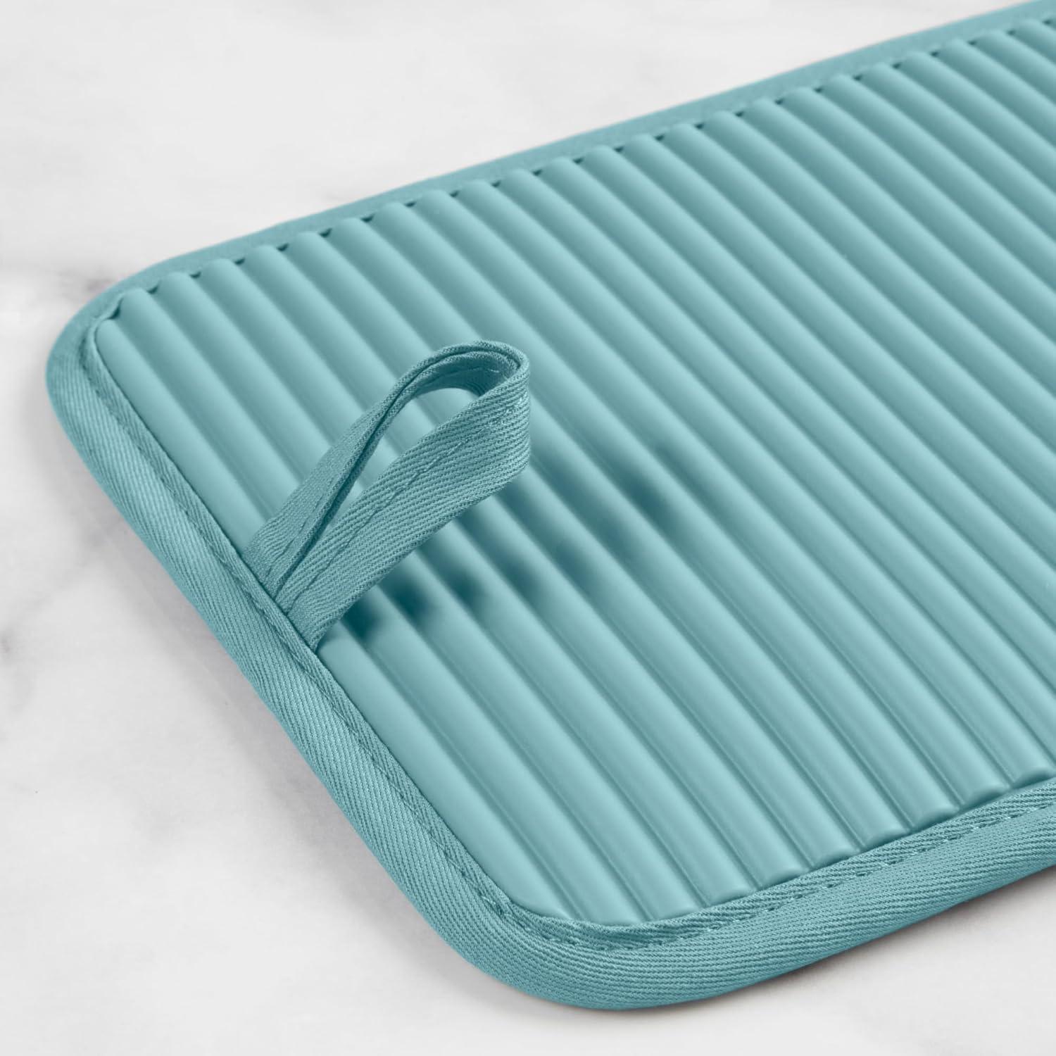 imageKitchenAid Ribbed Soft Silicone Pot Holder 2Pack Set Mineral Water Aqua 7quotx9quotMineral Water Aqua