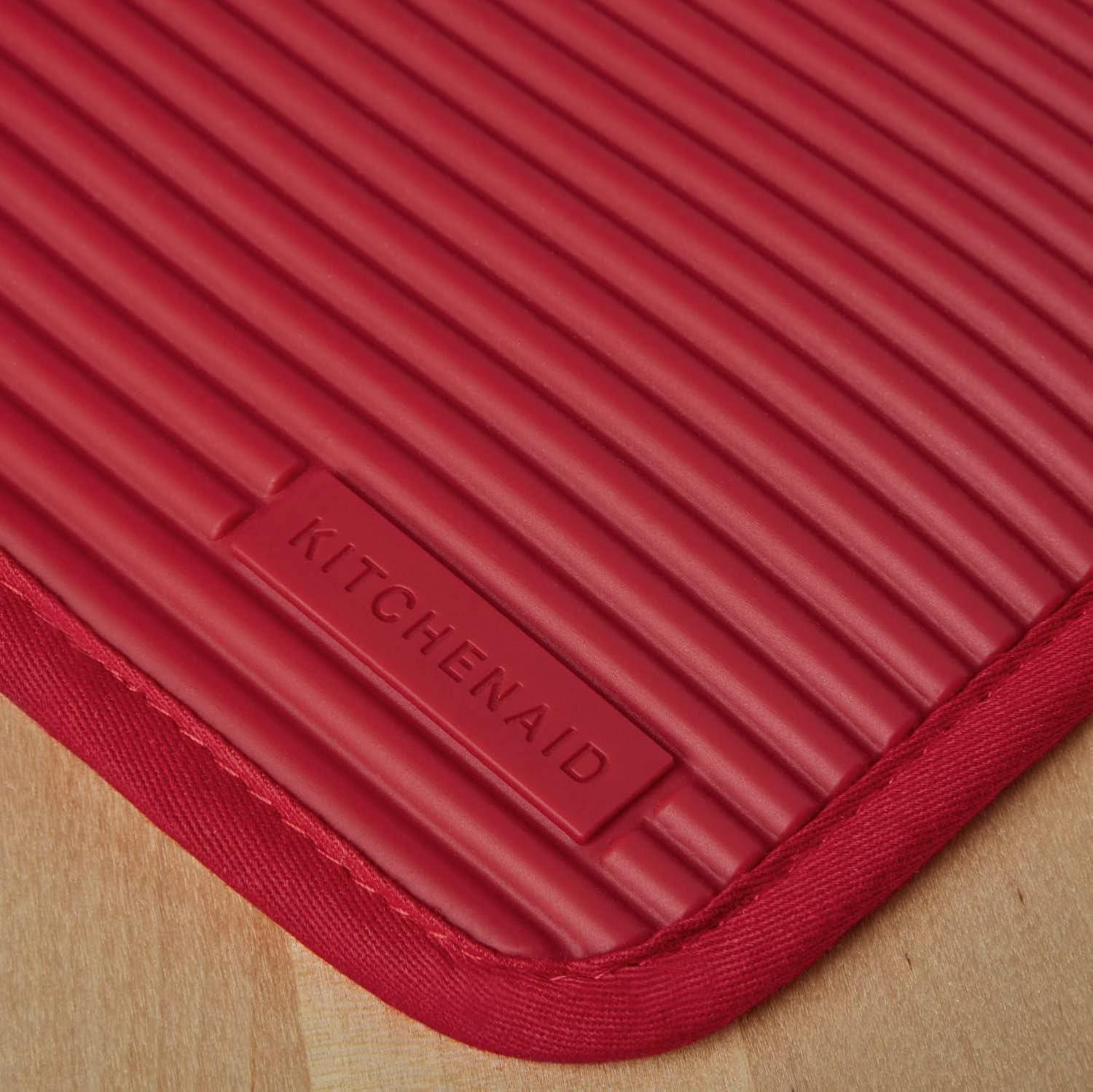 imageKitchenAid Ribbed Soft Silicone Pot Holder 2Pack Set Mineral Water Aqua 7quotx9quotPassion Red
