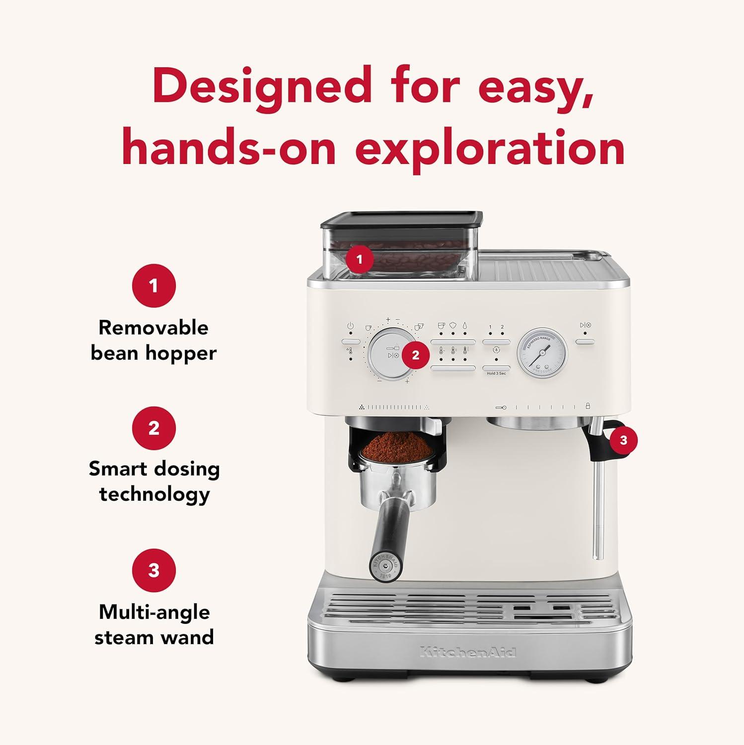 imageKitchenAid Semi Automatic Espresso Machine with Burr Grinder 25L Juniper KES6551JPPorcelain White