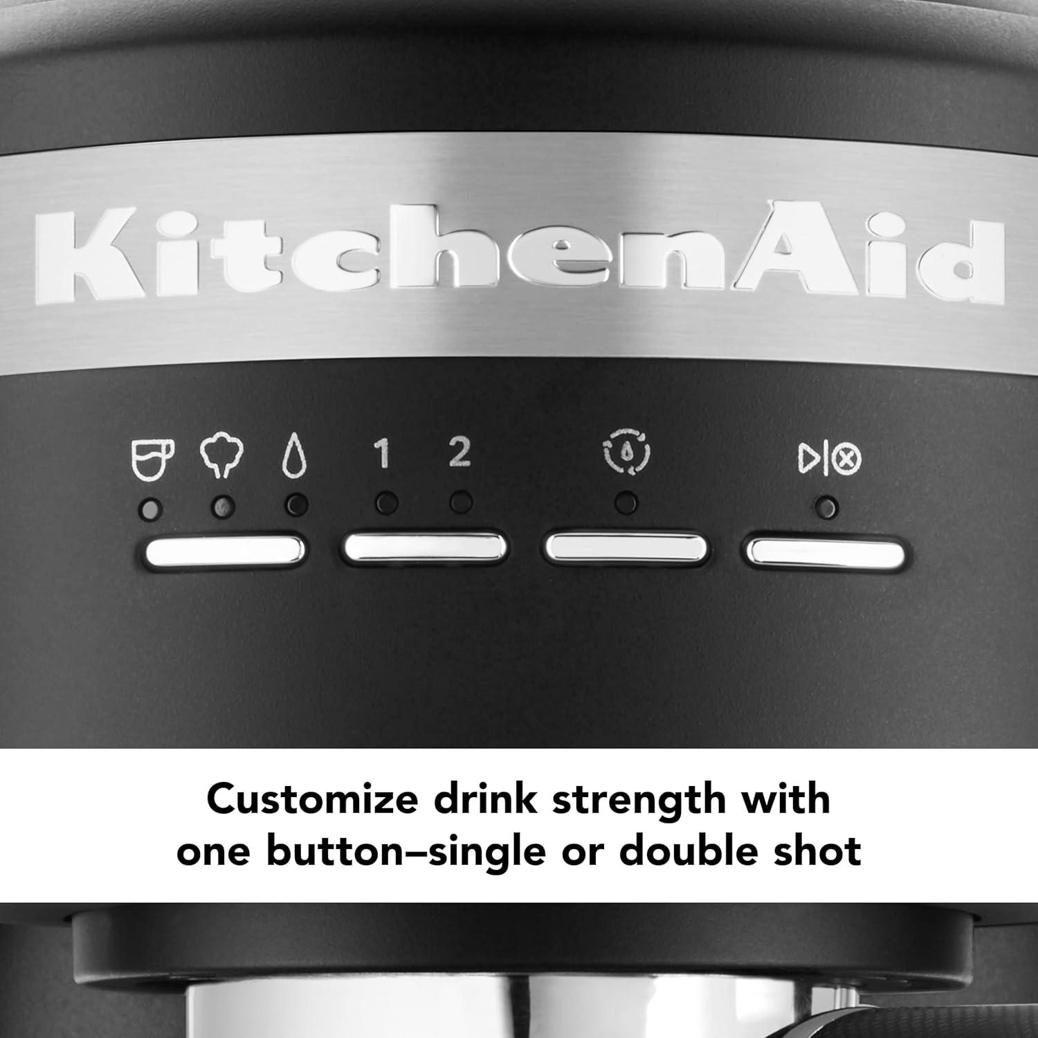 imageKitchenAid SemiAutomatic Espresso Machine and Automatic Milk Frother Attachment KES6404Black Matte