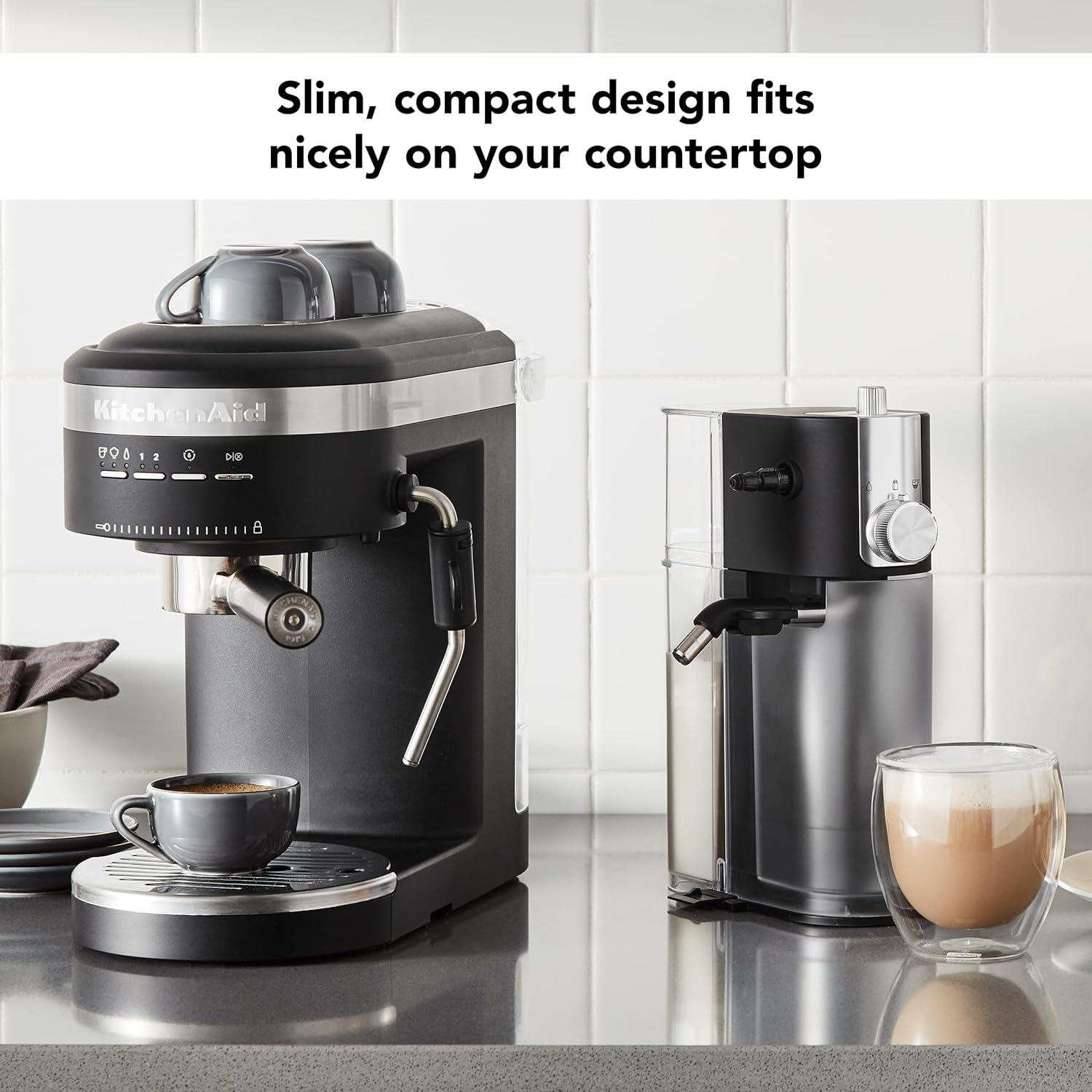 imageKitchenAid SemiAutomatic Espresso Machine and Automatic Milk Frother Attachment KES6404Black Matte