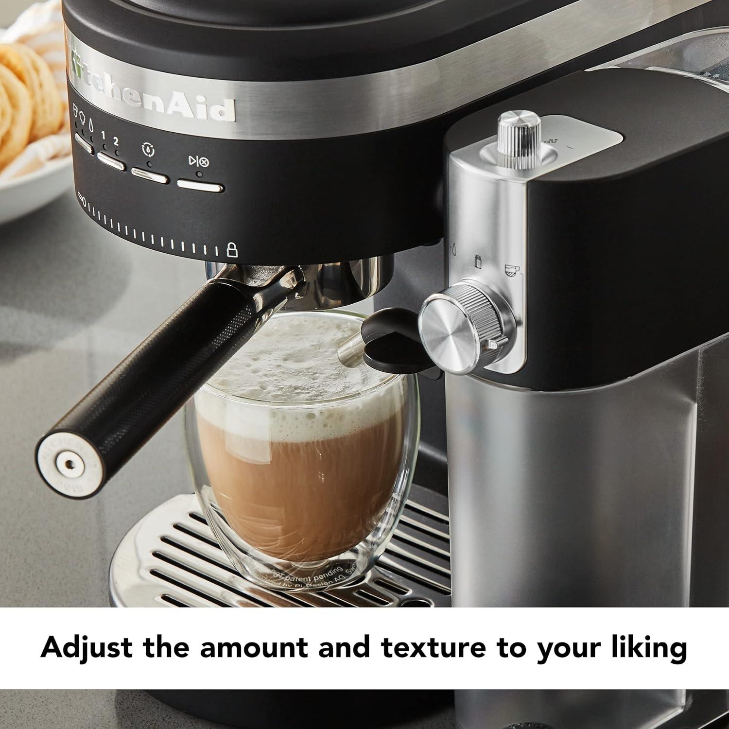 imageKitchenAid SemiAutomatic Espresso Machine and Automatic Milk Frother Attachment KES6404Black Matte