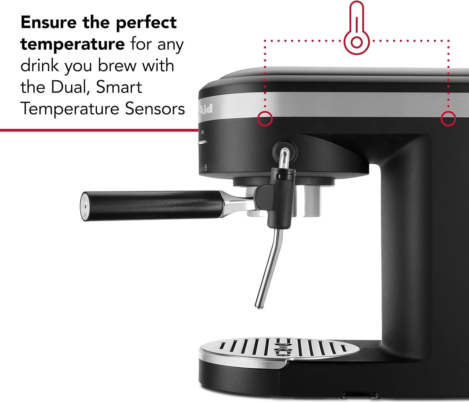 imageKitchenAid SemiAutomatic Espresso Machine and Automatic Milk Frother Attachment KES6404Black Matte